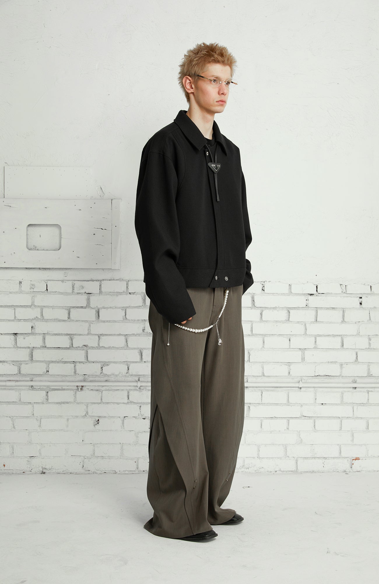 PASET Curved Seam Draped Trousers-Pants-S / 28"-Gray-Free Shipping Leatheretro