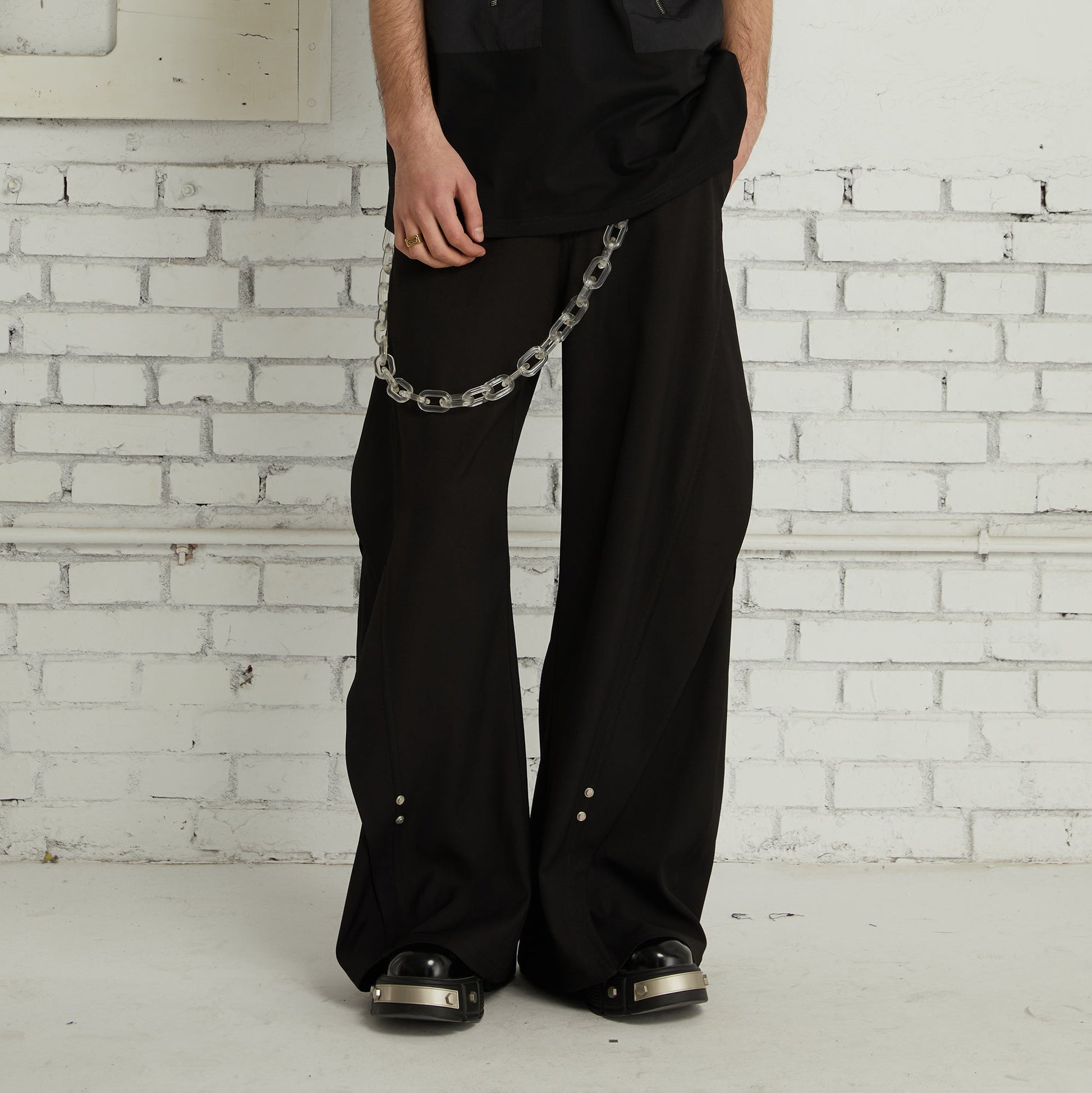 PASET Curved Seam Draped Trousers-Pants-S / 28"-Gray-Free Shipping Leatheretro