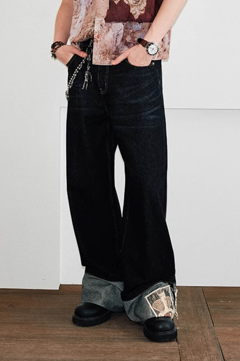 KREATE Patchwork Denim Pants-Jeans-S-Free Shipping Leatheretro