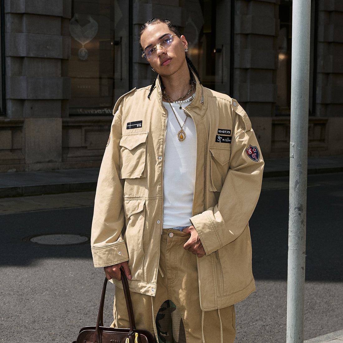 STEEPC Embroidered-Patch Multi-Pocket Oversized Jacket-Jacket-S (1)-Free Shipping Leatheretro