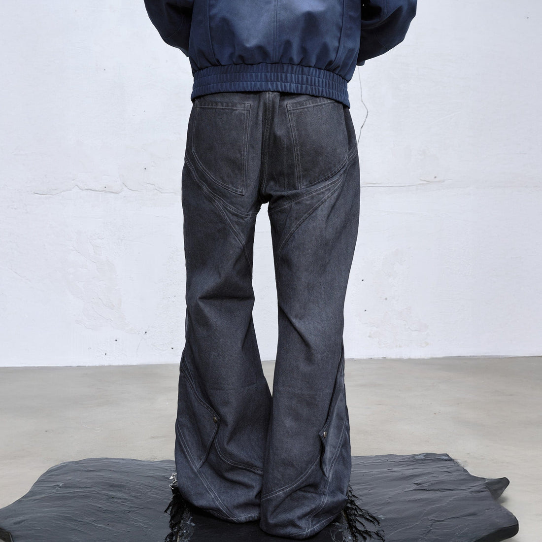 CATSSTAC Dyed Arc-Panel Wide-Leg Jeans-Jeans-Black-M-Free Shipping Leatheretro