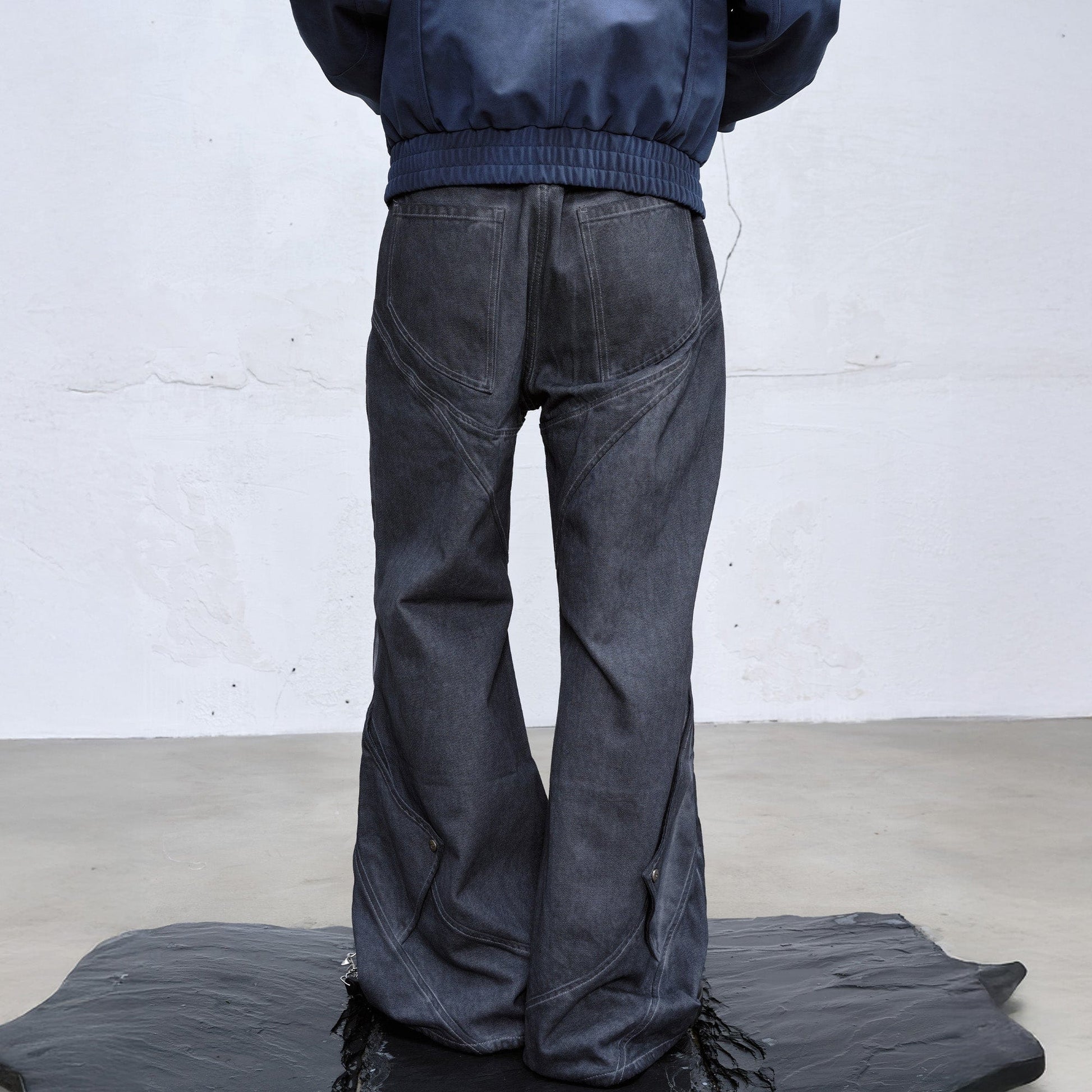 CATSSTAC Dyed Arc-Panel Wide-Leg Jeans-Jeans-Black-M-Free Shipping Leatheretro