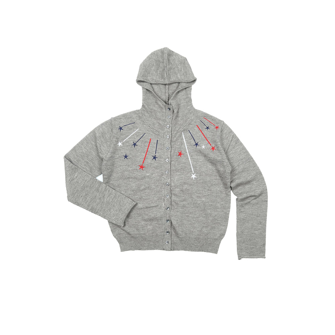 TRECLUB Star Embroidered Knit Hooded Cardigan-Jacket-S (Preorder)-Free Shipping Leatheretro