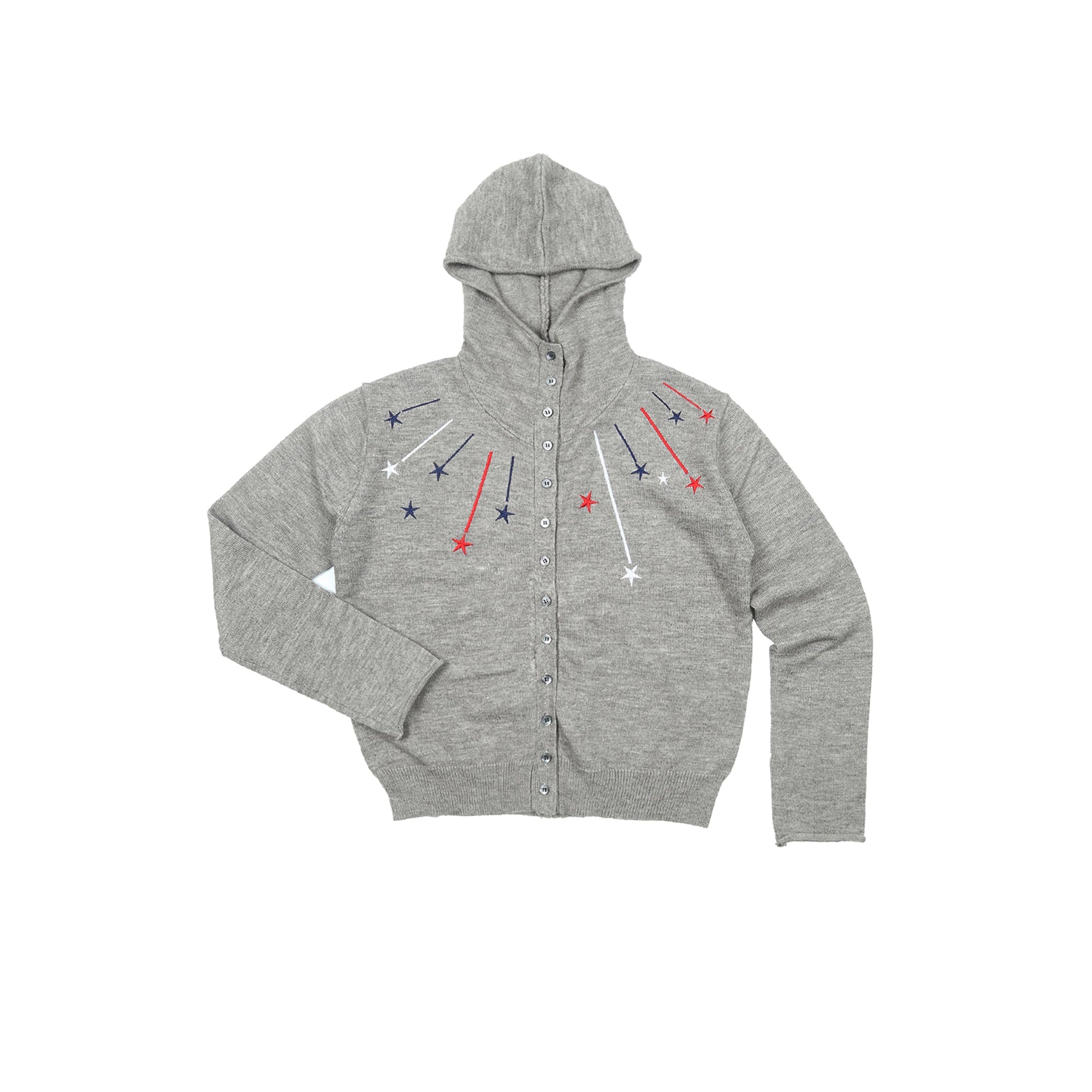 TRECLUB Star Embroidered Knit Hooded Cardigan-Jacket-S (Preorder)-Free Shipping Leatheretro
