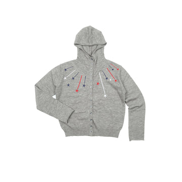 TRECLUB Star Embroidered Knit Hooded Cardigan-Jacket-S (Preorder)-Free Shipping Leatheretro