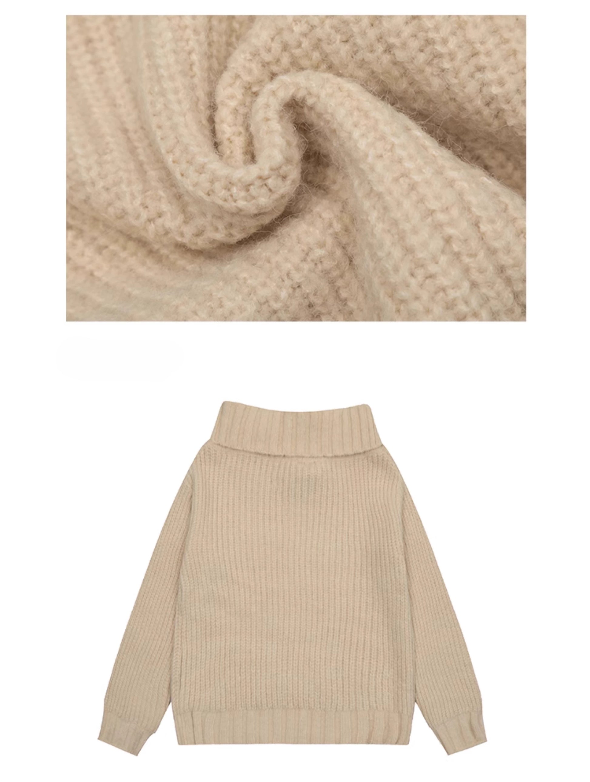 CLP Men's Apricot Cable-Knit Turtleneck Sweater-Apricot-S-Free Shipping Leatheretro