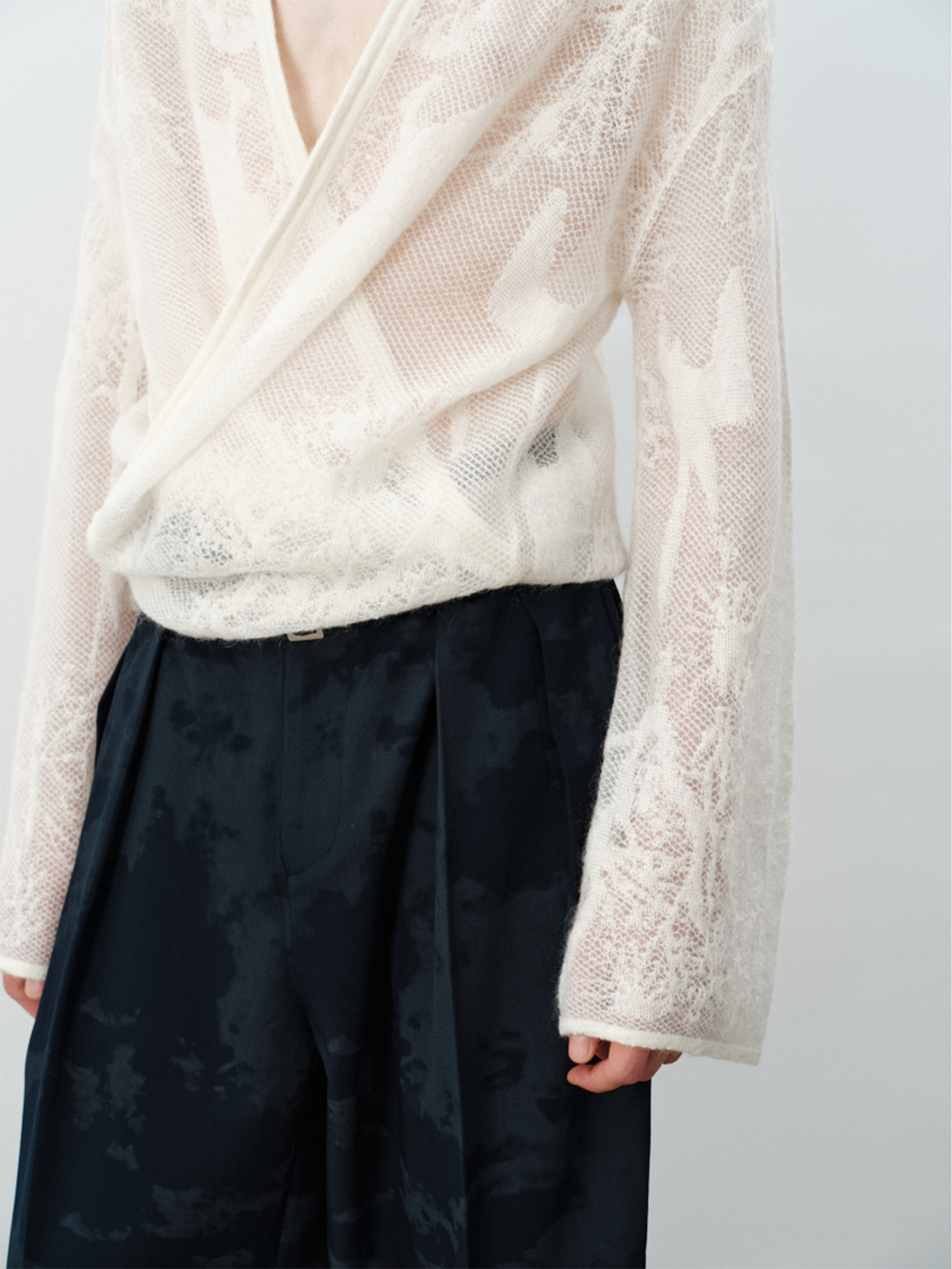 GRAINMUSTARD Alpaca Openwork Jacquard Wrap Long-Sleeve Tee-L/S Tee-One Size-Free Shipping Leatheretro