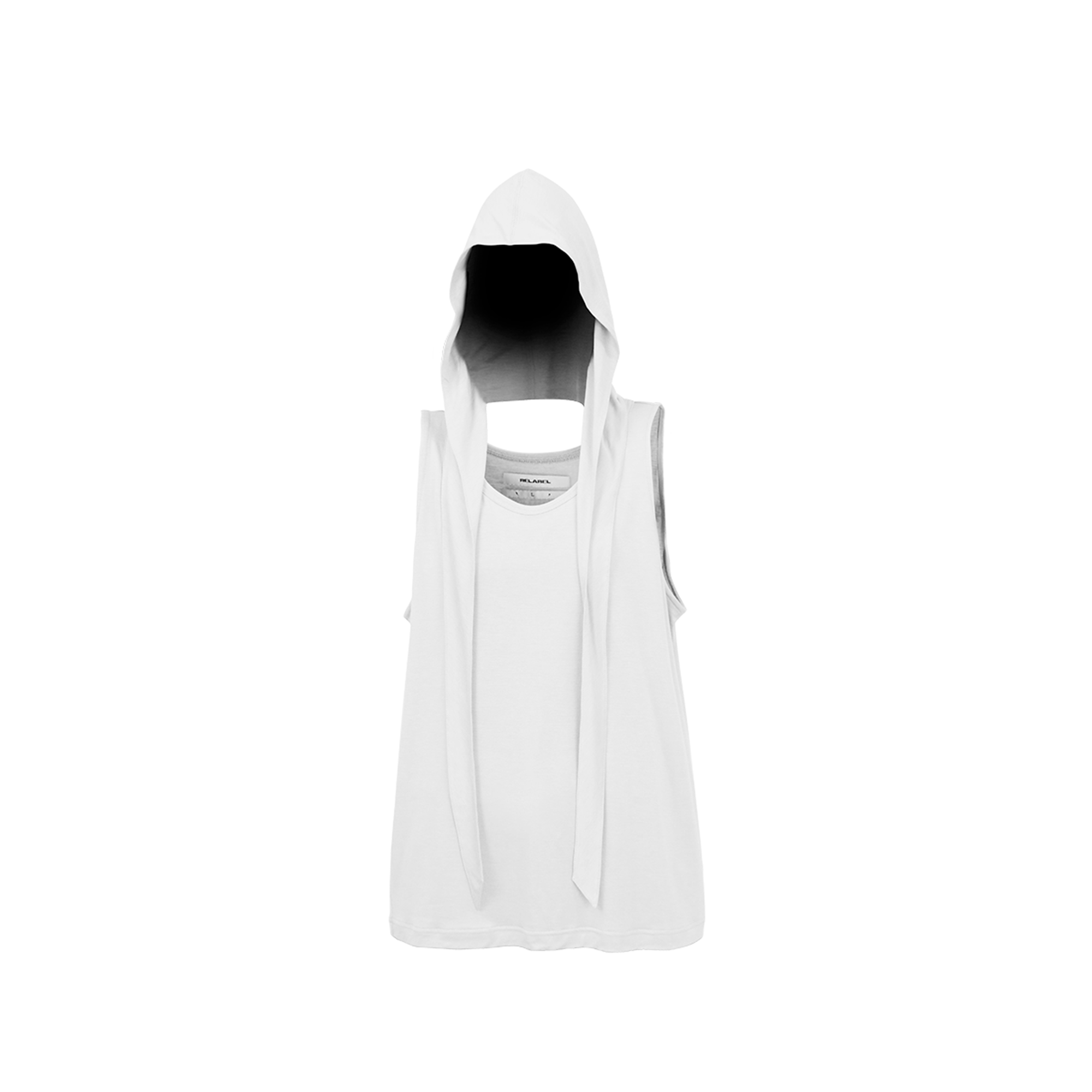 RELABEL Tencel Wool Hooded Ruched Tank Top-Tank Top-S (Preorder)-White-Free Shipping Leatheretro