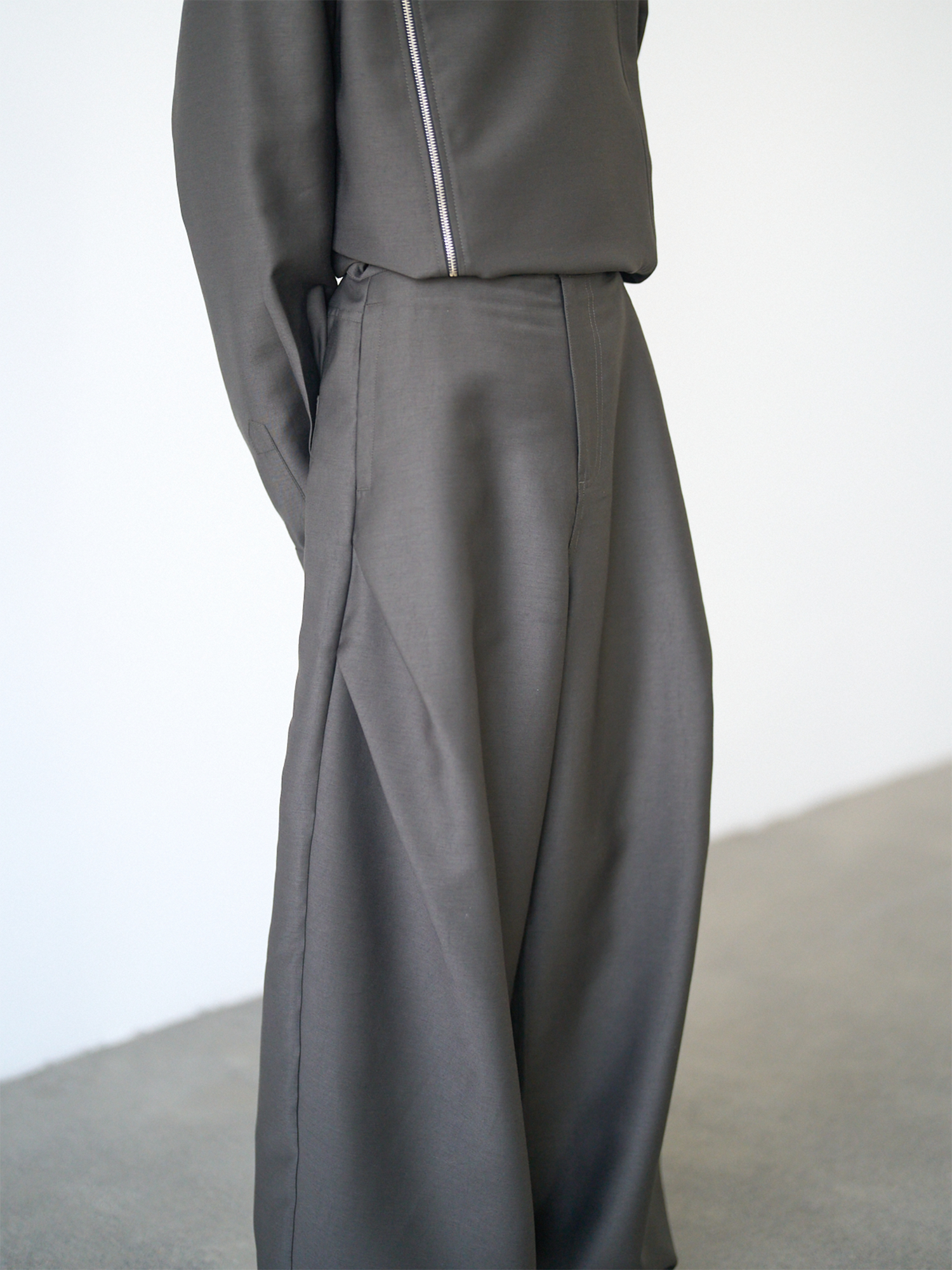 GRAINMUSTARD Lustrous Pleated Wool-Blend Wide-Leg Trousers-Pants-XS-Free Shipping Leatheretro