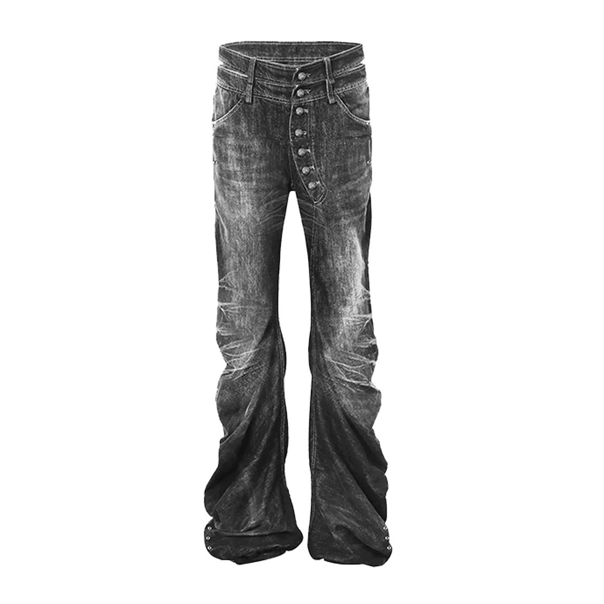 PAIKI Sword Slash Washed Curved Jeans-Jeans-S / 31"-Black (Preorder)-Free Shipping Leatheretro