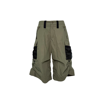 PCCVISION Contrast Panel Pleated Utility Shorts-Shorts-S (Preorder)-Free Shipping Leatheretro