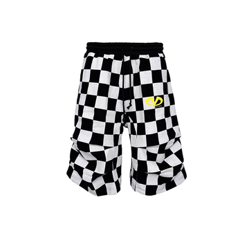 PCCVISION Checkerboard Pleated Baggy Shorts-Shorts-S (Preorder)-Free Shipping Leatheretro