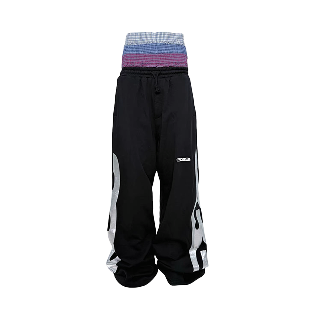 PCCVISION Layered Waist Foil Graphic Baggy Sweatpants-Pants-S (Preorder)-Free Shipping Leatheretro