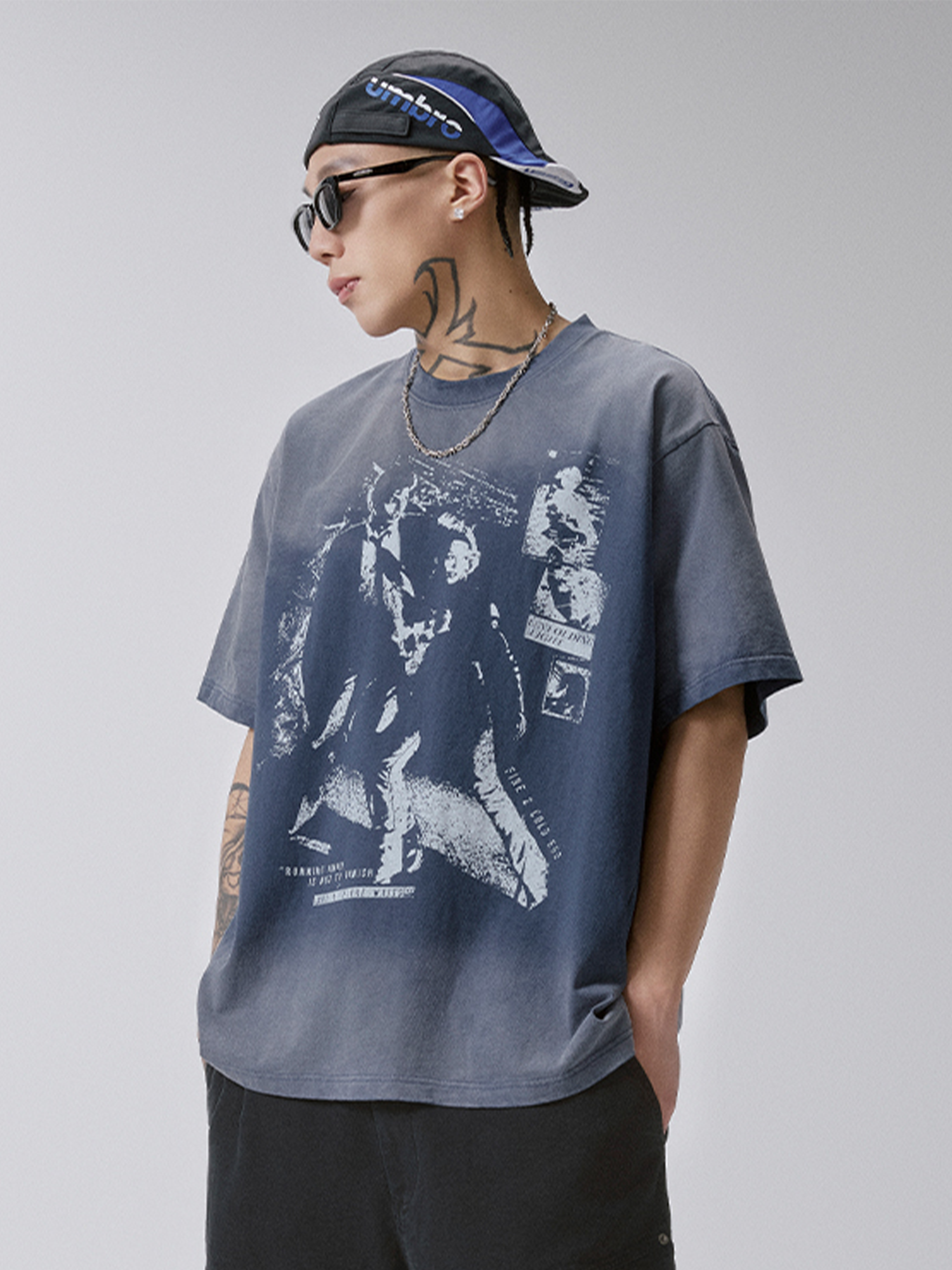 F2CE Gradient Washed Portrait Graphic T-Shirt-T Shirt-S-Free Shipping Leatheretro