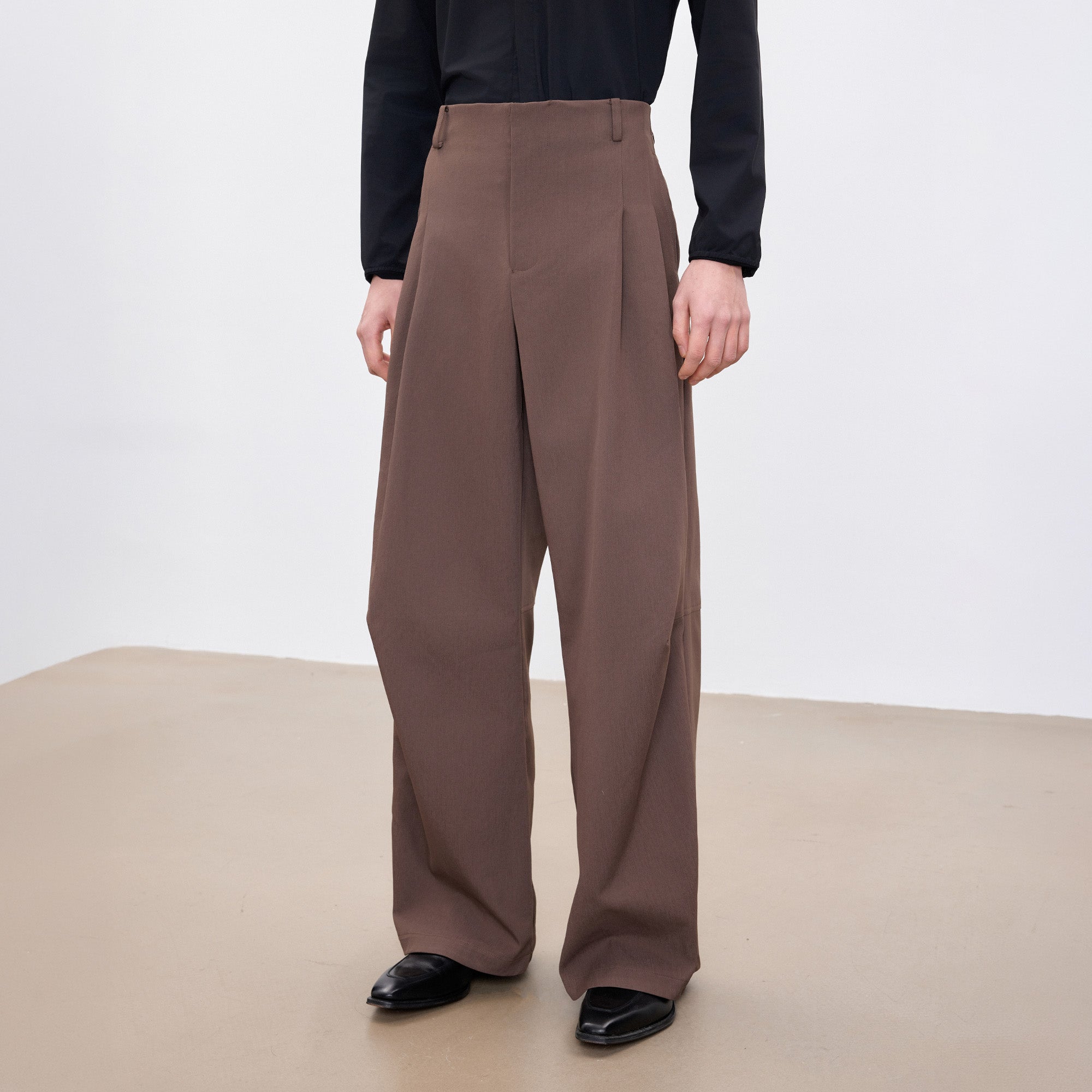 TUIMU Double-Pleat Curved Trousers-Pants-S (Preorder)-Free Shipping Leatheretro