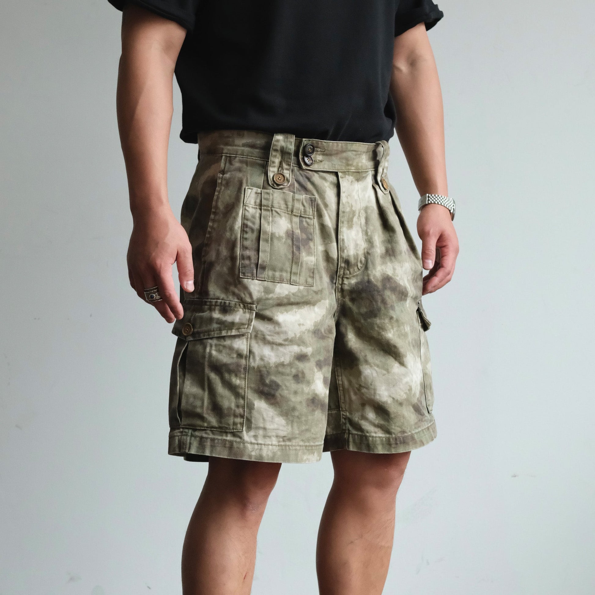 NEIGBORL Retro Washed Camo Cargo Shorts-Shorts-S-Free Shipping Leatheretro