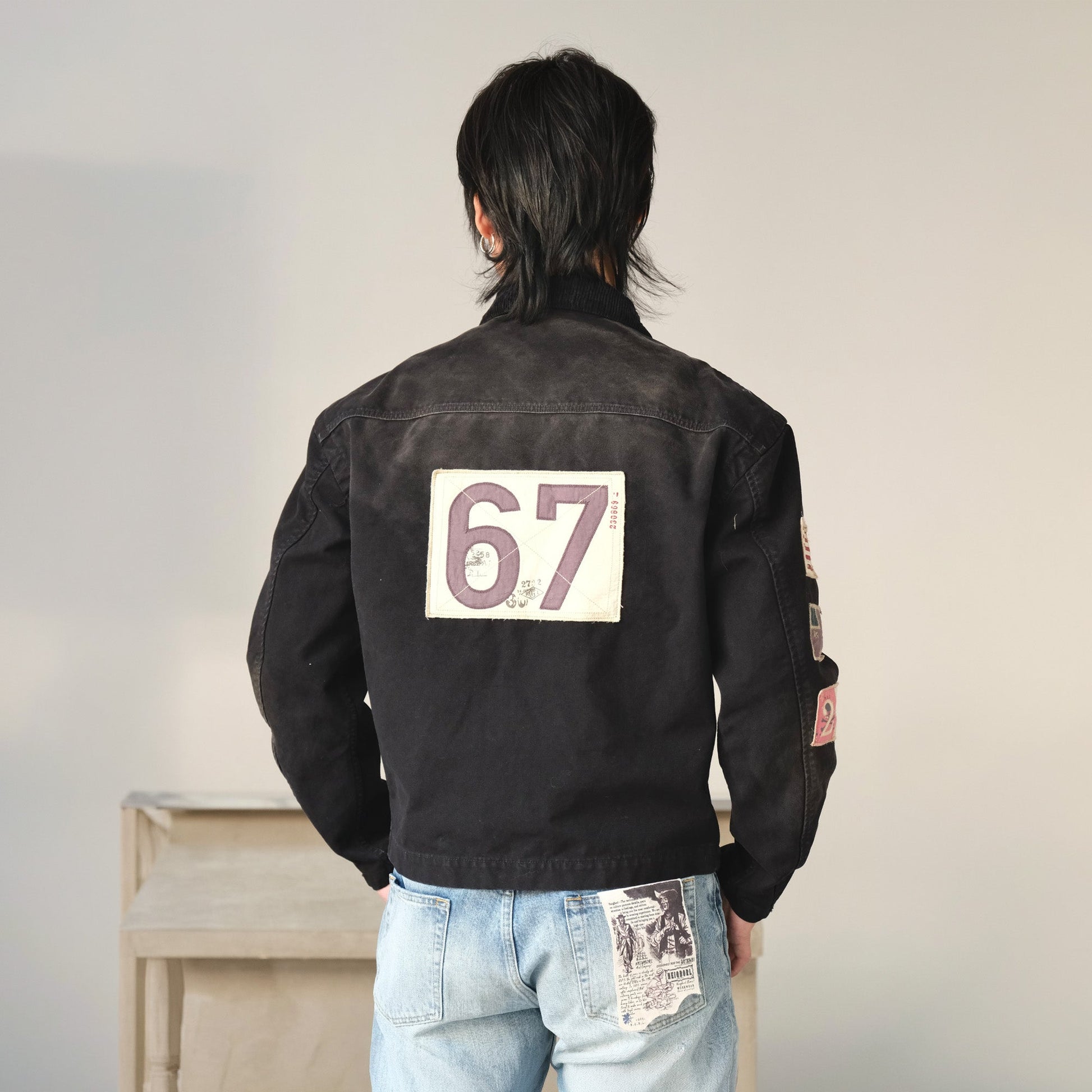 NEIGBORL Distressed Flight-Buckle Workwear Jacket-Jacket-S-Blue-Free Shipping Leatheretro