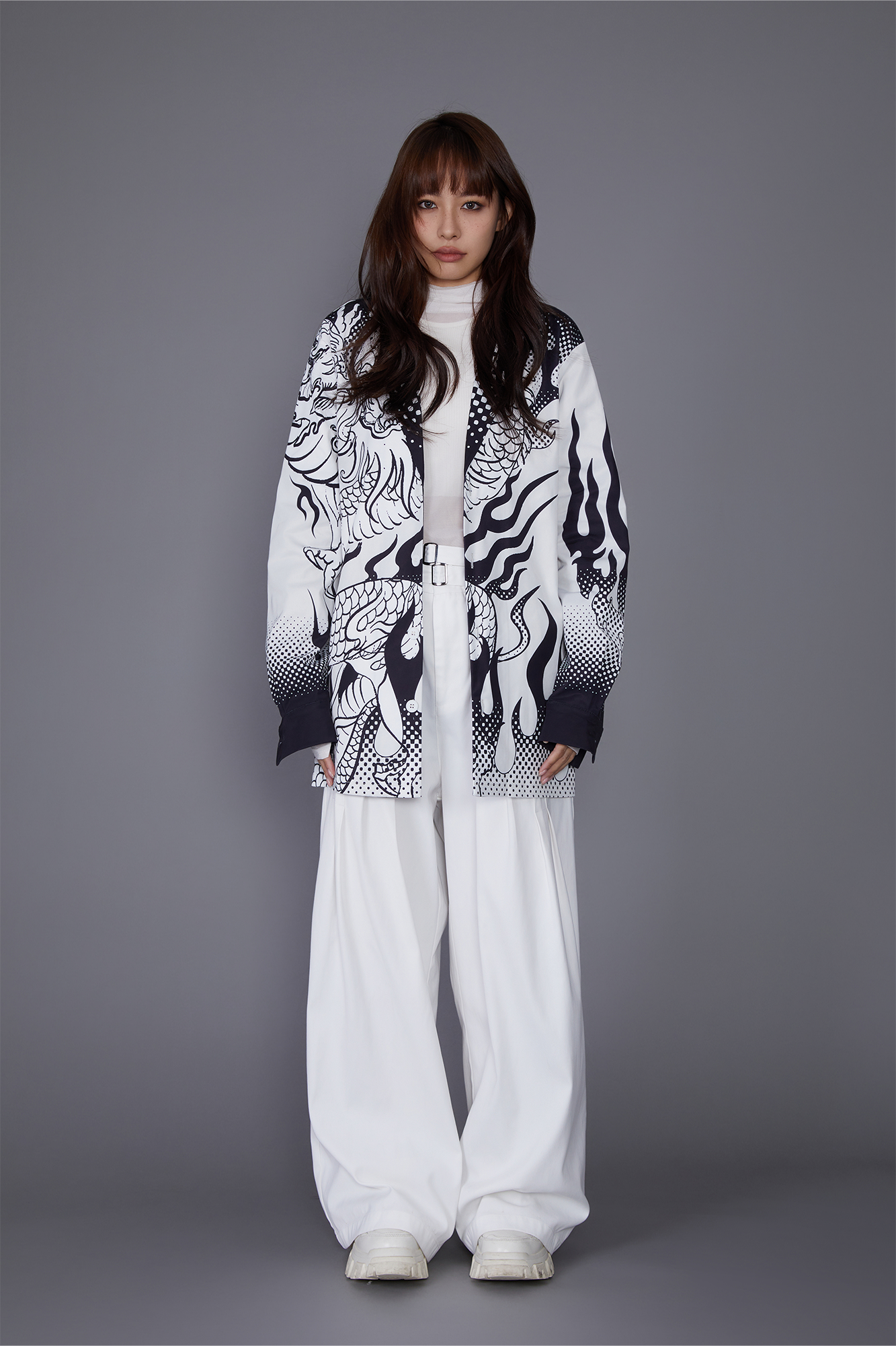 MASH UP ASIA Dragon Flame Graphic Oversized Blazer-Jacket-M-Free Shipping Leatheretro