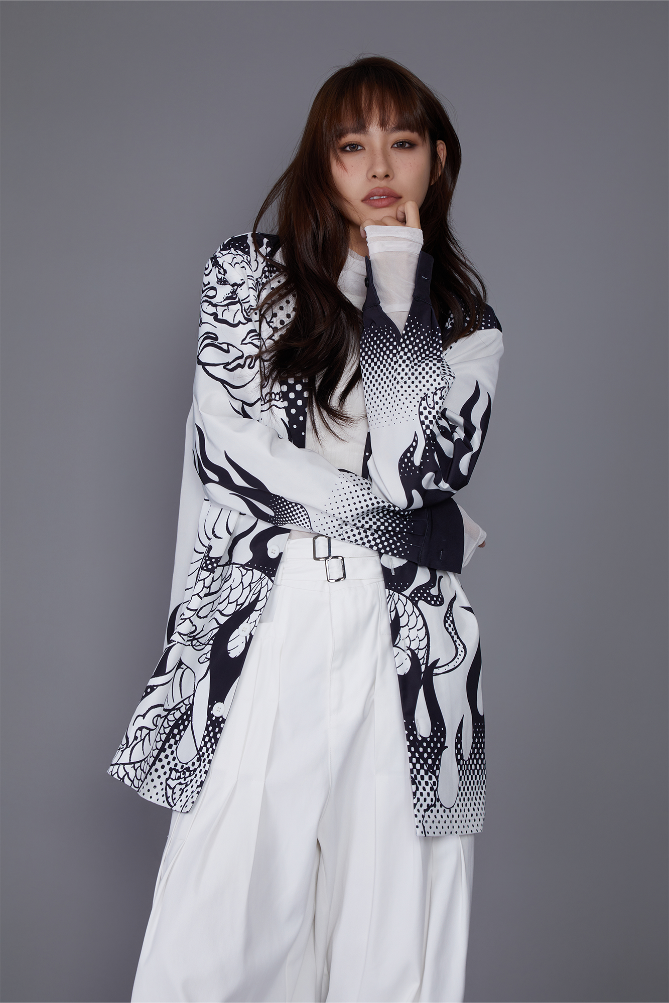 MASH UP ASIA Dragon Flame Graphic Oversized Blazer-Jacket-M-Free Shipping Leatheretro