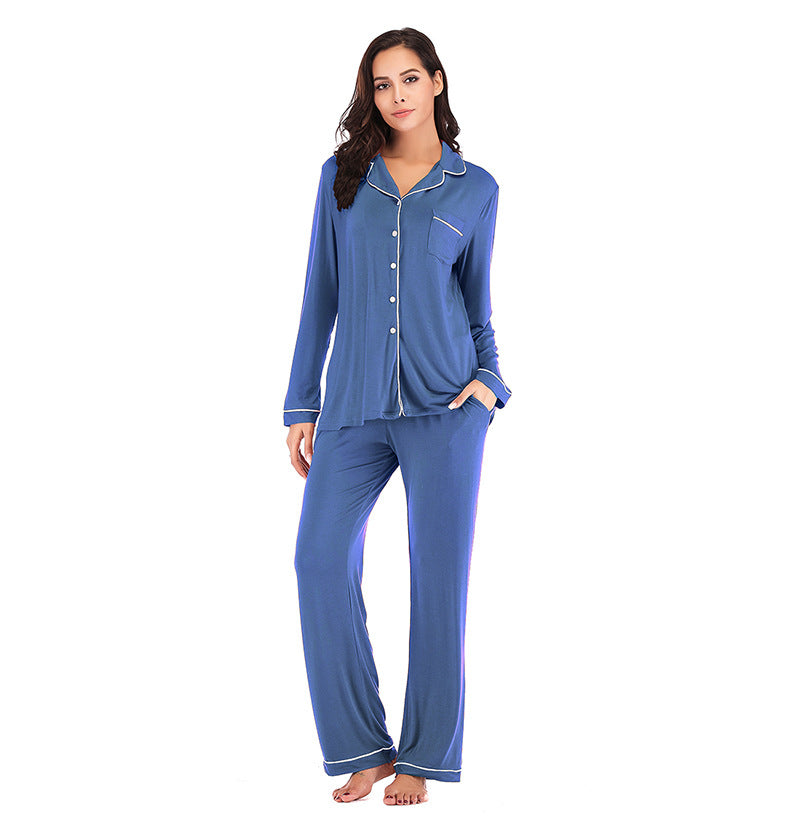 Women Long Sleeves Winter Pajamas-Pajamas-Light Blue-S-Free Shipping Leatheretro