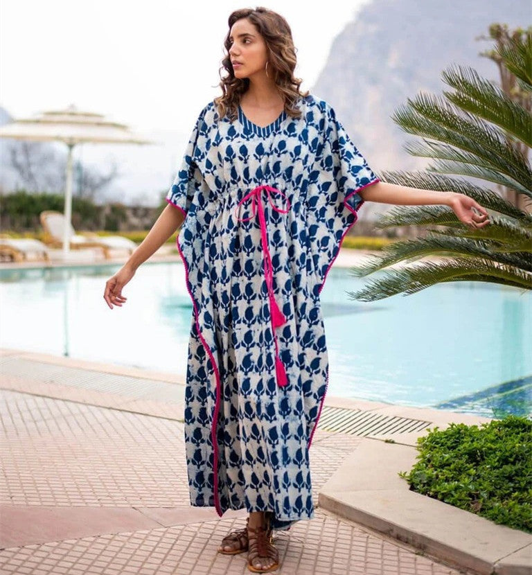 Casual Strawtring Waist Beachwear Cover Ups Dresses-B-One Size-Free Shipping Leatheretro