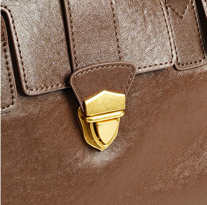 Premium Full-Grain Vegetable-Tanned Leather Briefcase-Handbags-black-Free Shipping Leatheretro