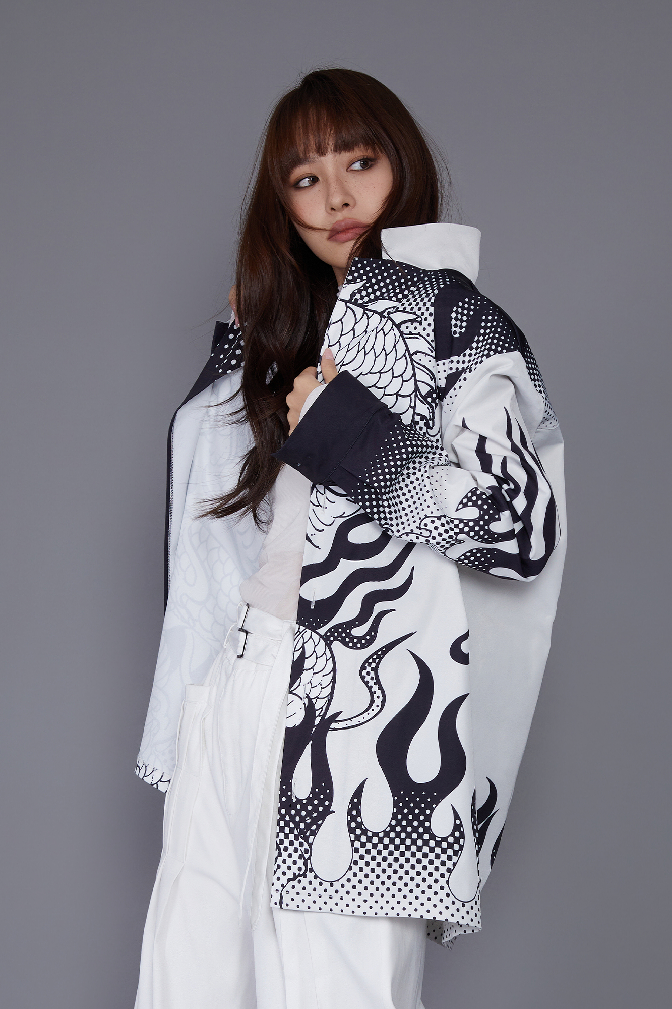 MASH UP ASIA Dragon Flame Graphic Oversized Blazer-Jacket-M-Free Shipping Leatheretro