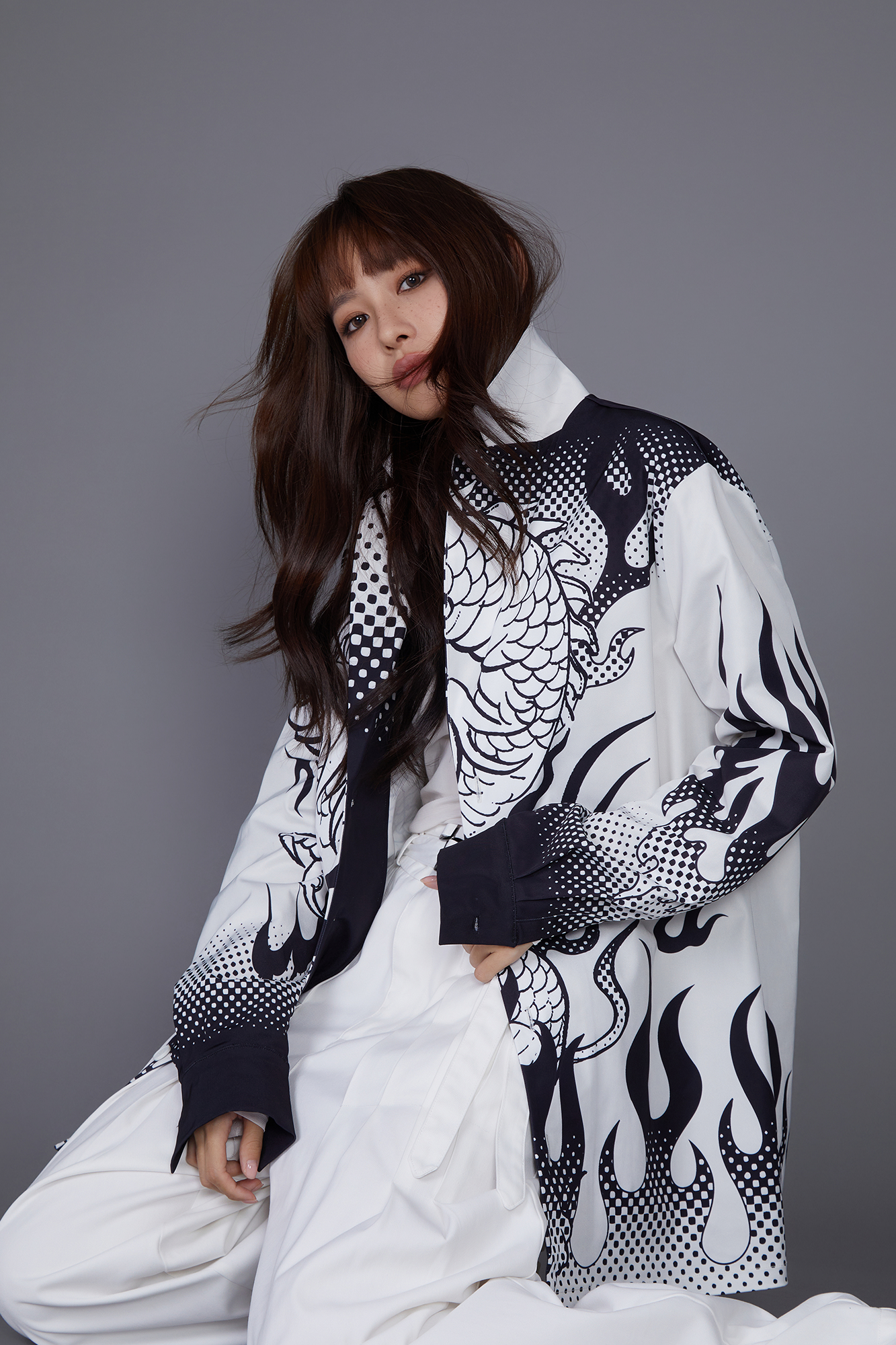 MASH UP ASIA Dragon Flame Graphic Oversized Blazer-Jacket-M-Free Shipping Leatheretro