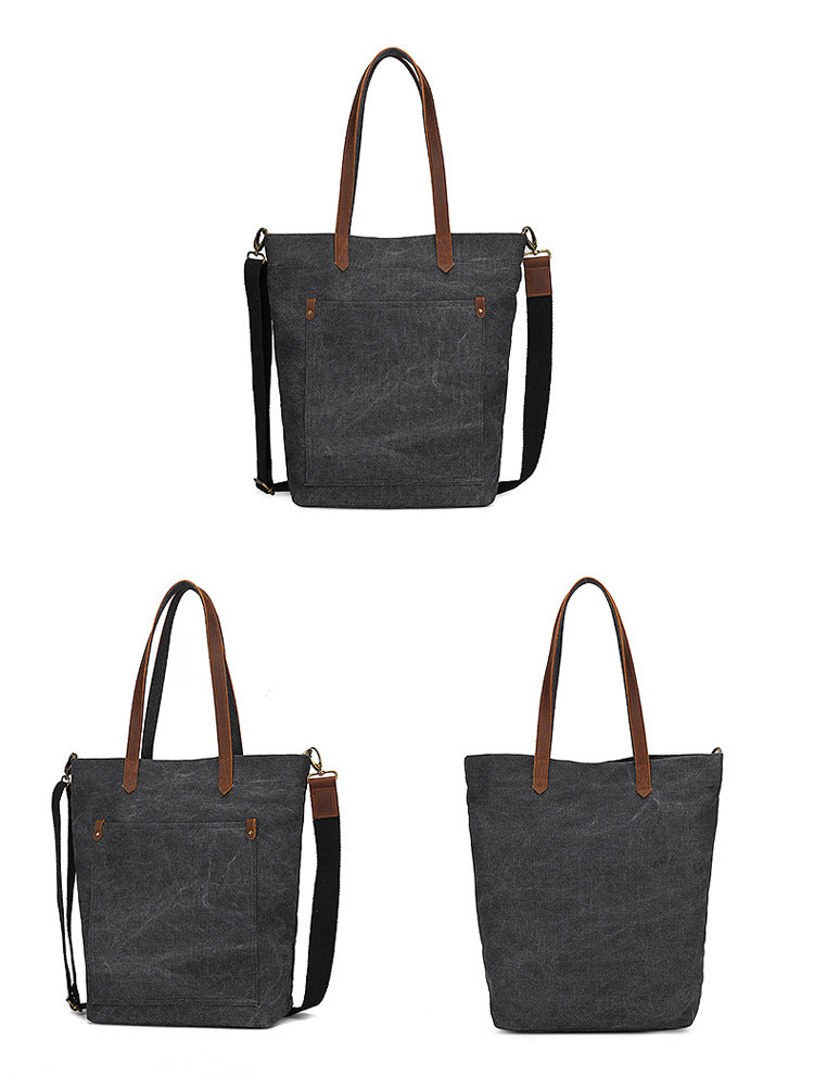 Fashion Large Storage Canvas Tote Handbags 0255-Handbags-Black-Free Shipping Leatheretro