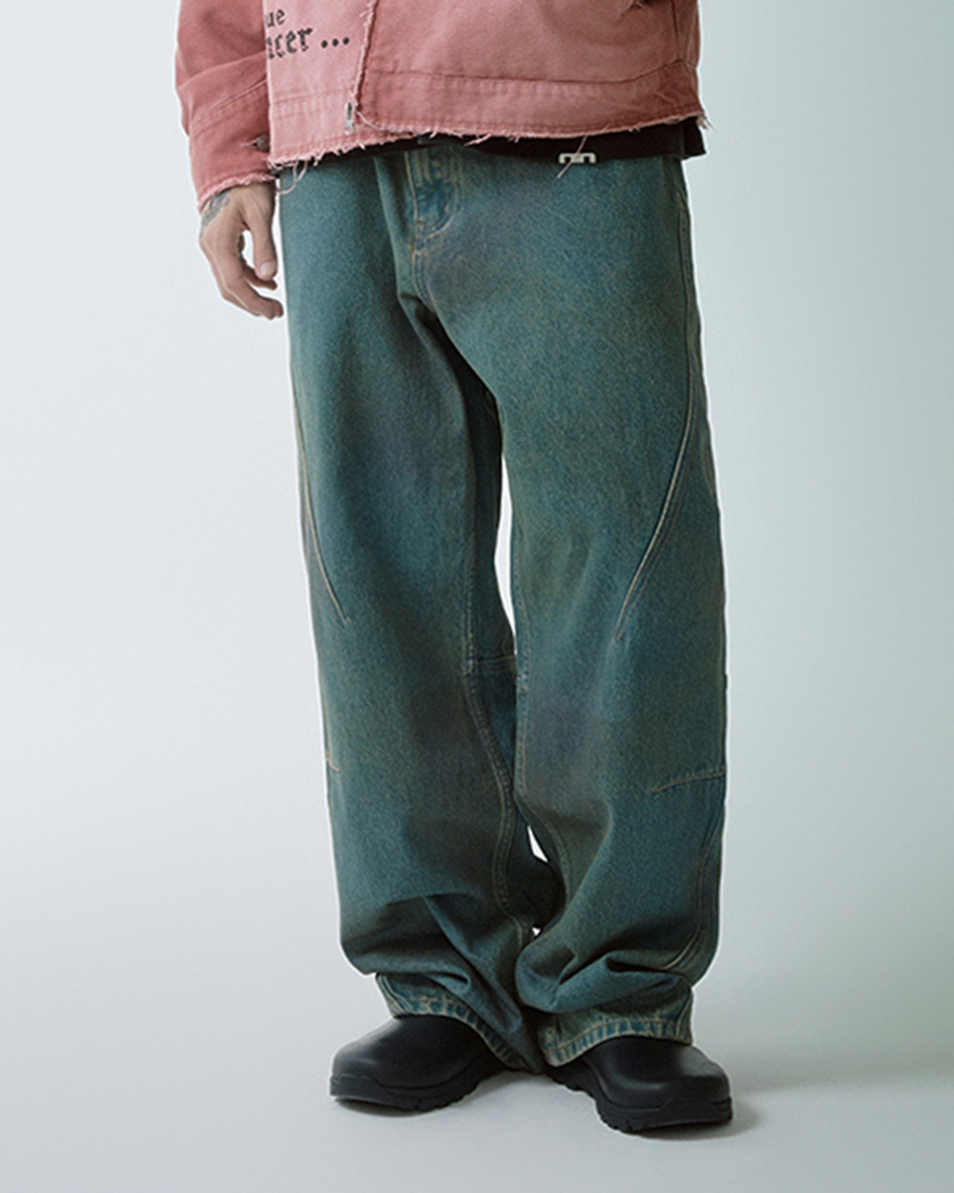 F2CE Deconstructed Washed Pants-Jeans-S-Free Shipping Leatheretro