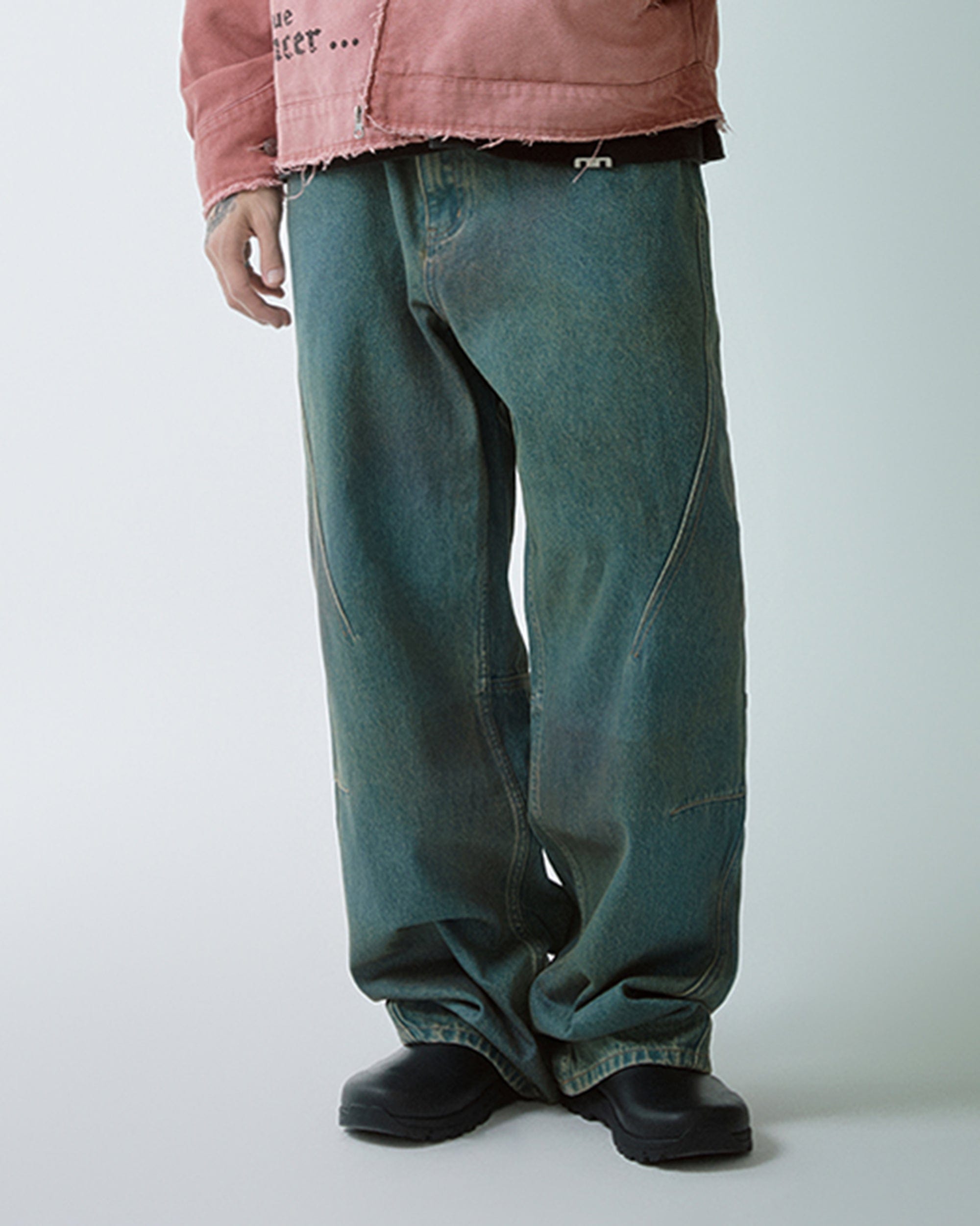 F2CE Deconstructed Washed Pants-Jeans-S-Free Shipping Leatheretro