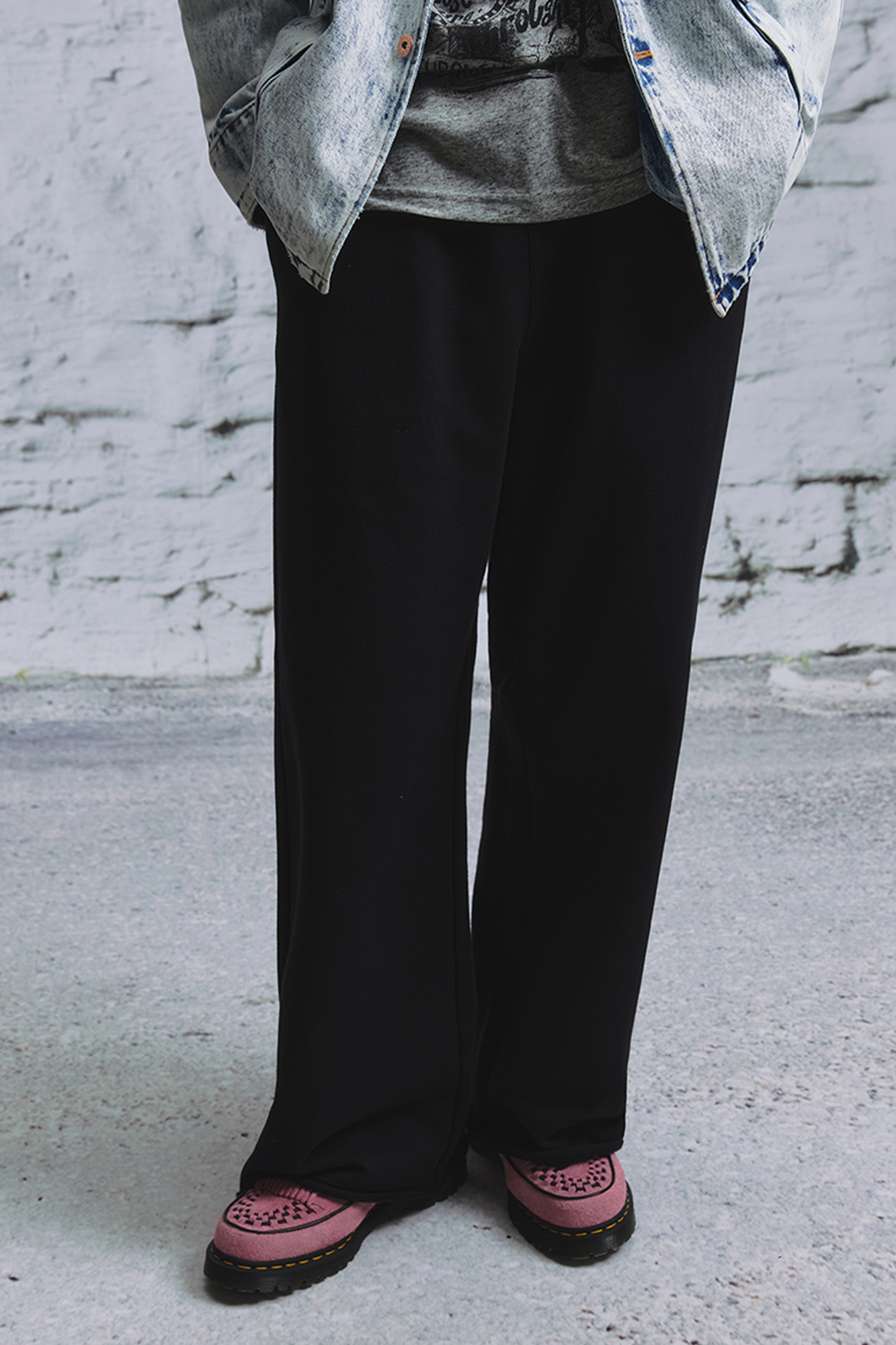 NIANJIUYIKOUER Essential Raw-Edge Wide-Leg Sweatpants-Pants-XS-Black-Free Shipping Leatheretro
