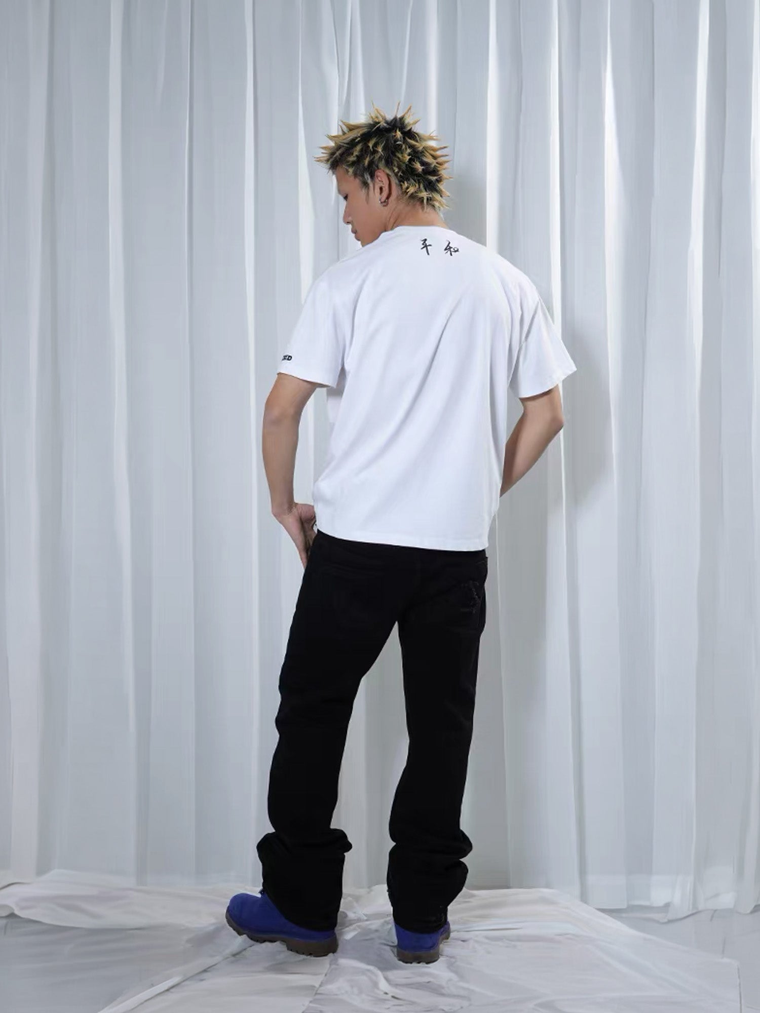 VINKID Double-Waist Script Graphic Jeans-Jeans-S (Preorder)-Free Shipping Leatheretro