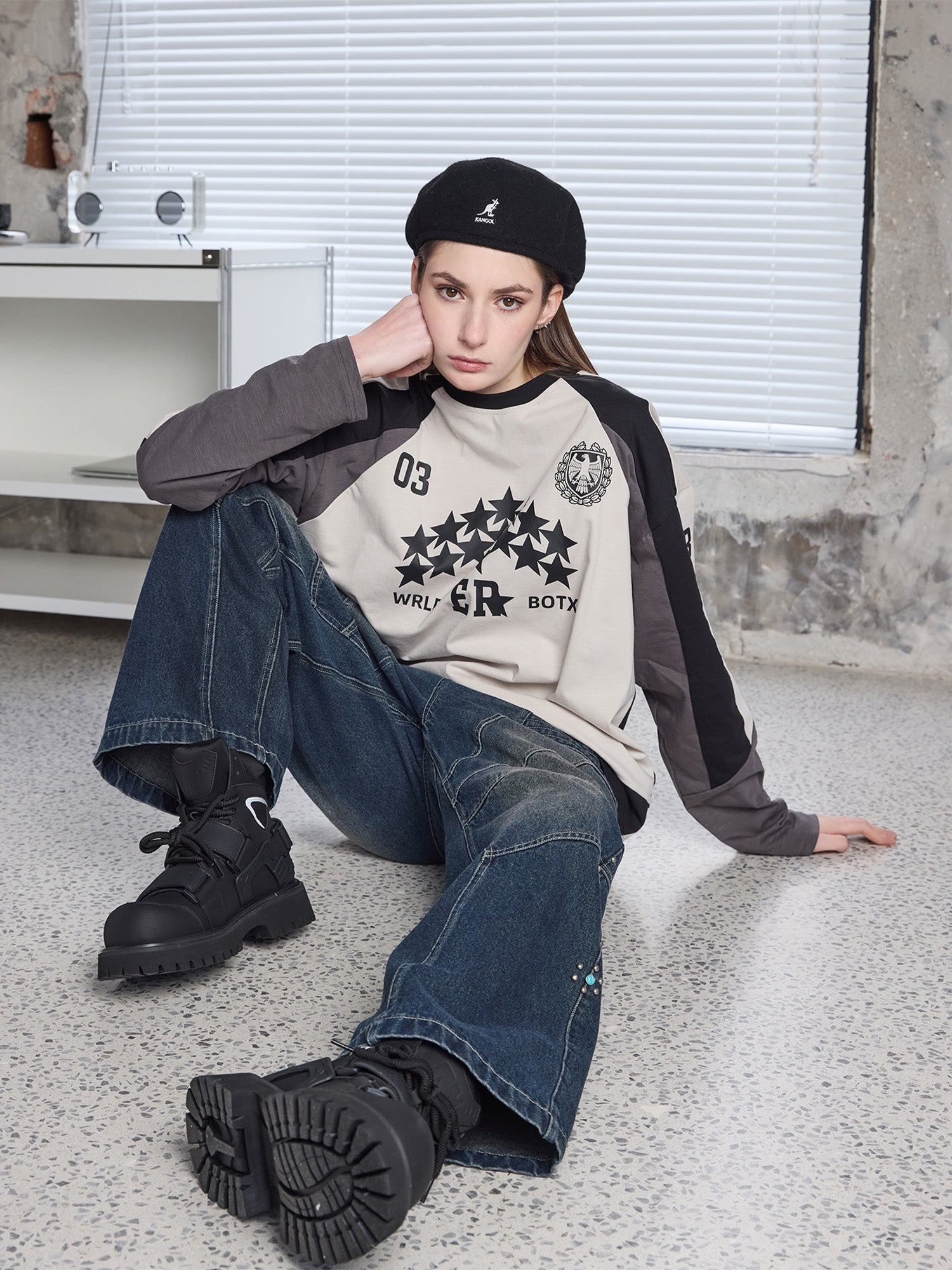 ERROR CODE ROBOT Turquoise Studded Paneled Jeans-Jeans-S-Free Shipping Leatheretro