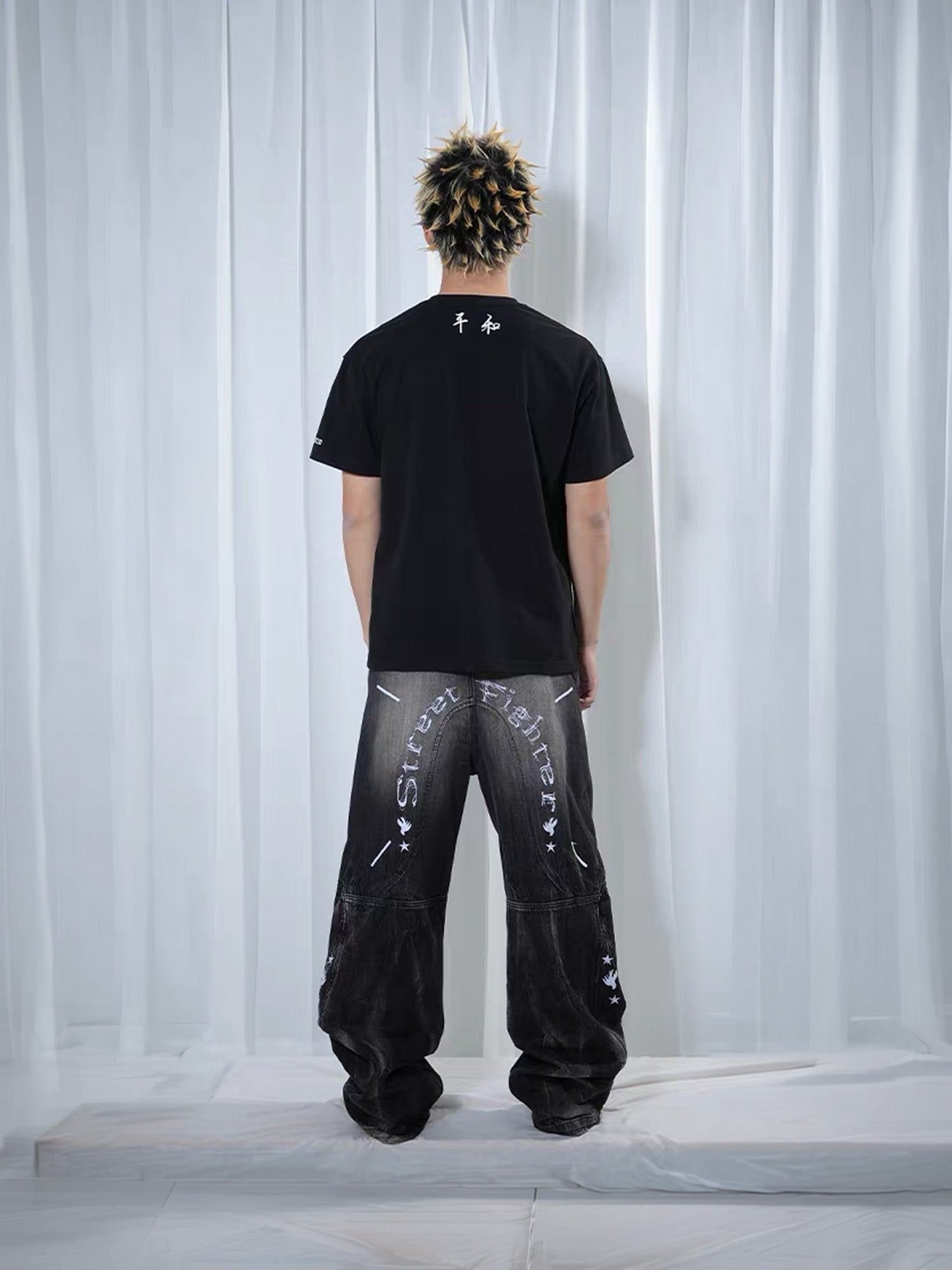 VINKID Washed Graphic Wide-Leg Jeans-Jeans-S (Preorder)-Free Shipping Leatheretro