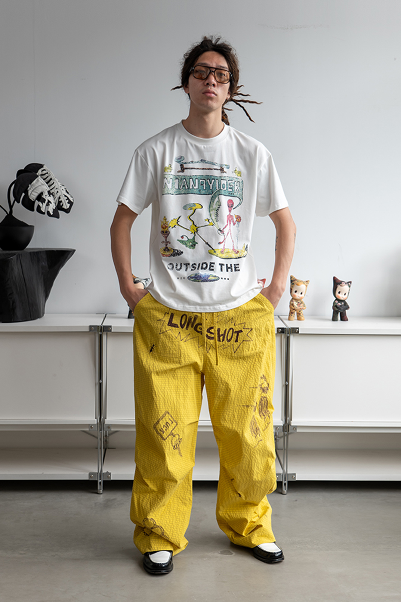 NIANJIUYIKOUER Graphic Grid Cargo Pants-Pants-XS-Yellow-Free Shipping Leatheretro