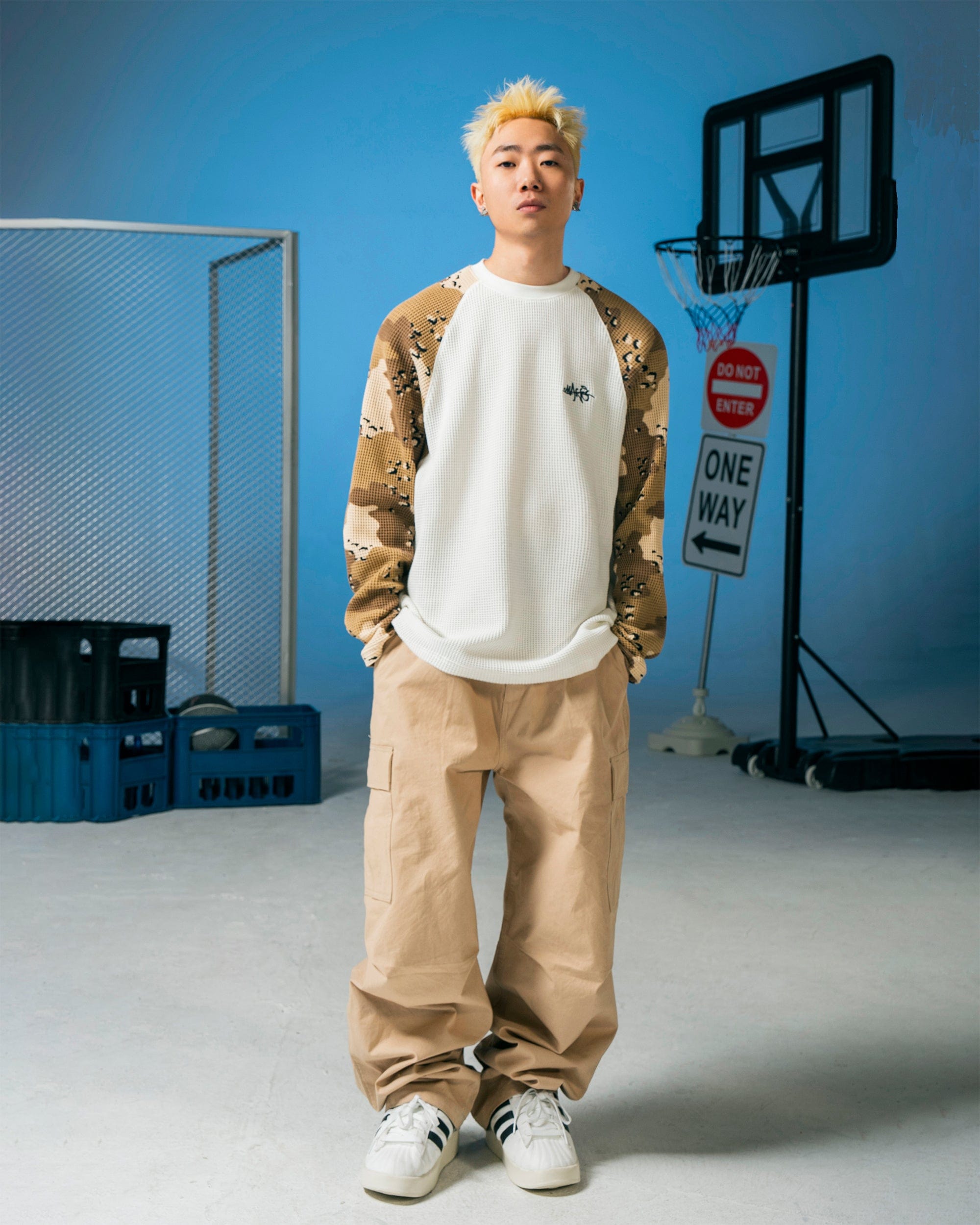 MAKEMORE Camo Raglan Waffle Long-Sleeve Tee-L/S Tee-S-Free Shipping Leatheretro