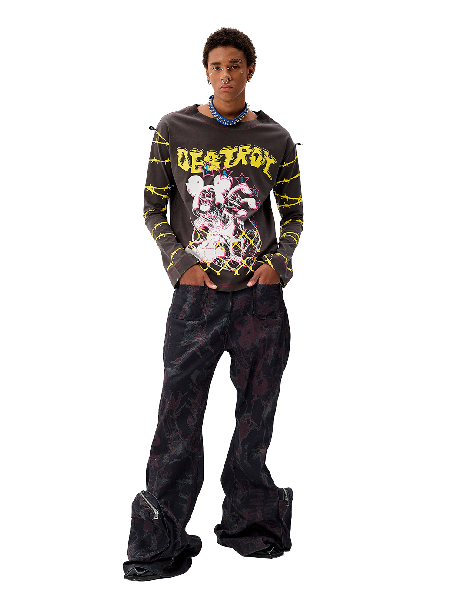 CYCYCY Punk Cartoon Mouse Graphic Long-Sleeve Tee-L/S Tee-S-Free Shipping Leatheretro
