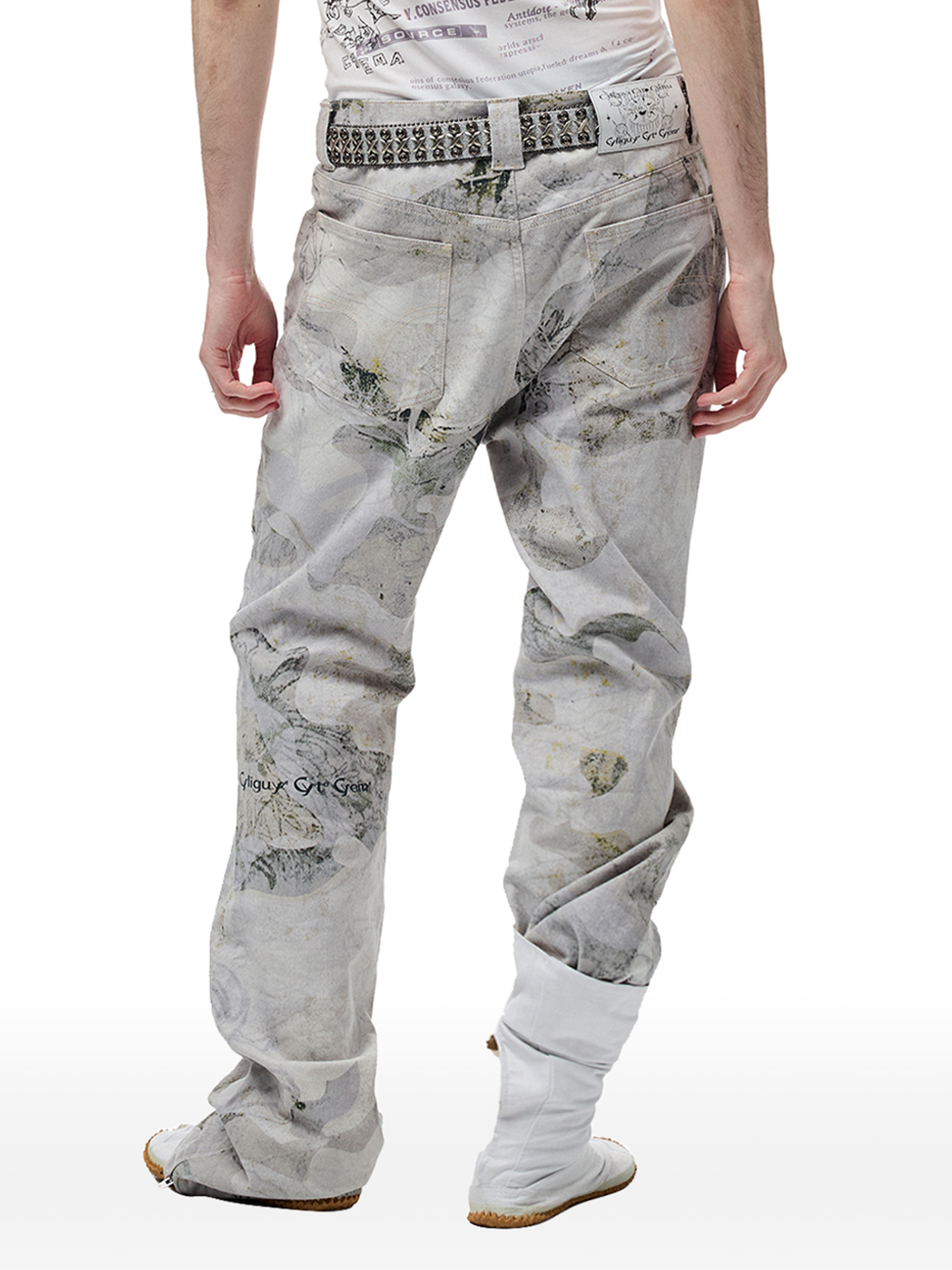 CYCYCY Floral Lace Full-Print Flared Jeans-Jeans-XXS / 27"-Free Shipping Leatheretro