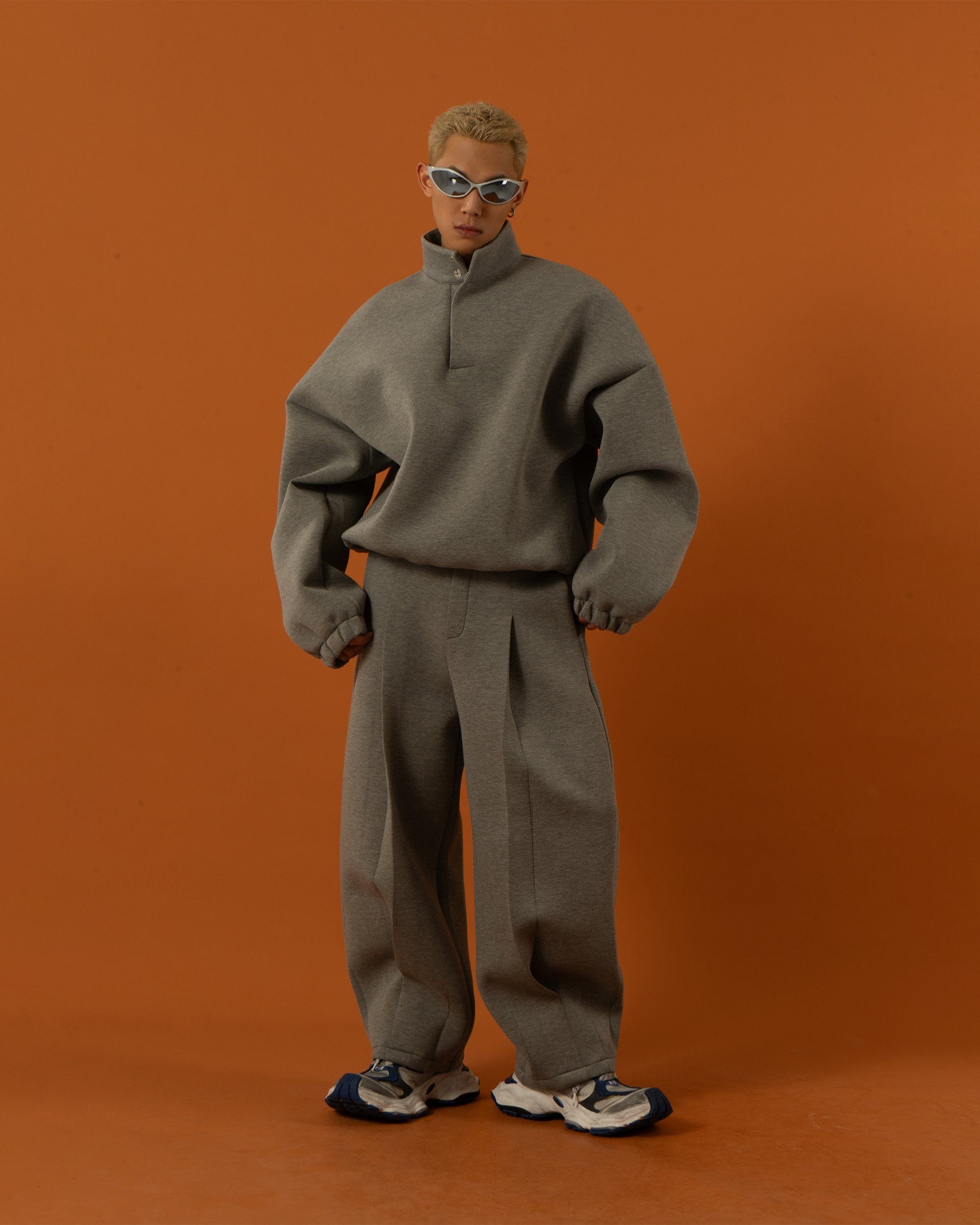 CLP The Astronaut Mockneck Sweatshirt-Sweatshirt-Gray-M-Free Shipping Leatheretro