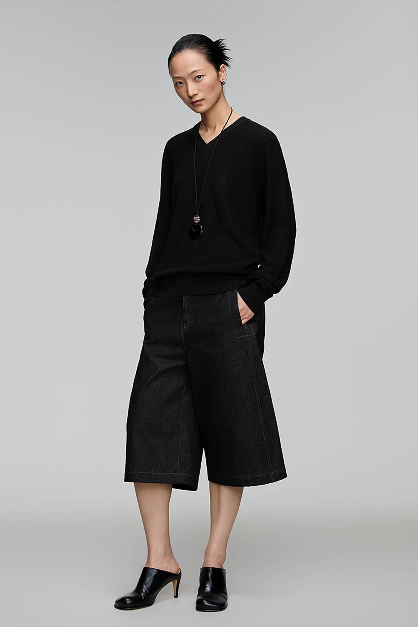 OPICLOTH Essential V-Neck Sweater-Sweater-XS-Grey-Free Shipping Leatheretro