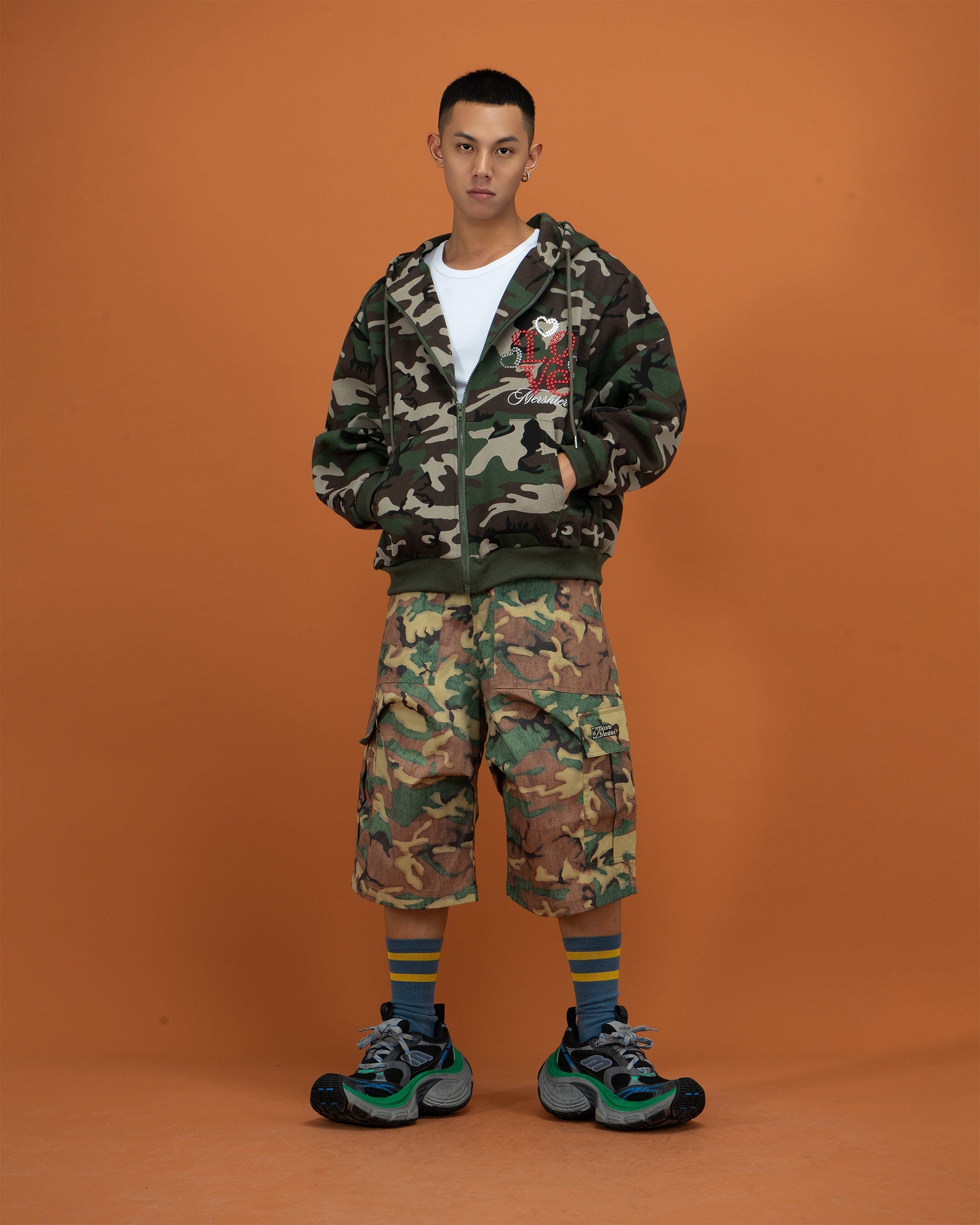 CLP Camo Studded Zip-Up Hoodie-Jacket-M-Free Shipping Leatheretro