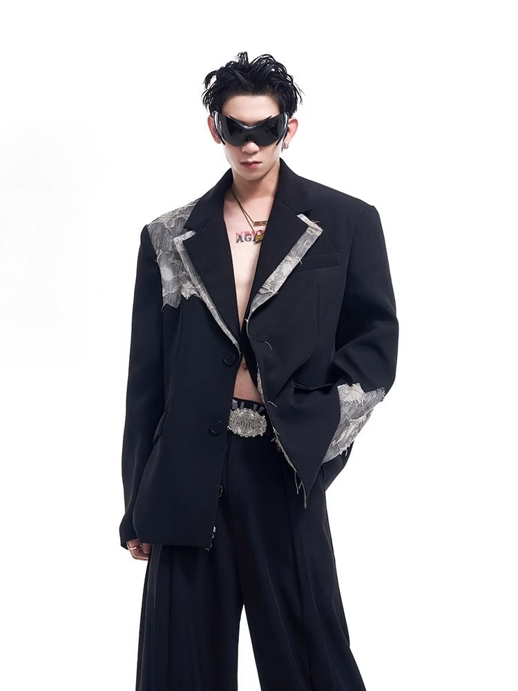 STARTEXCEEDEND Men's Luxury Slim-Fit Double-Breasted Blazer and Pants-Black Top-S 40-55kg-Free Shipping Leatheretro