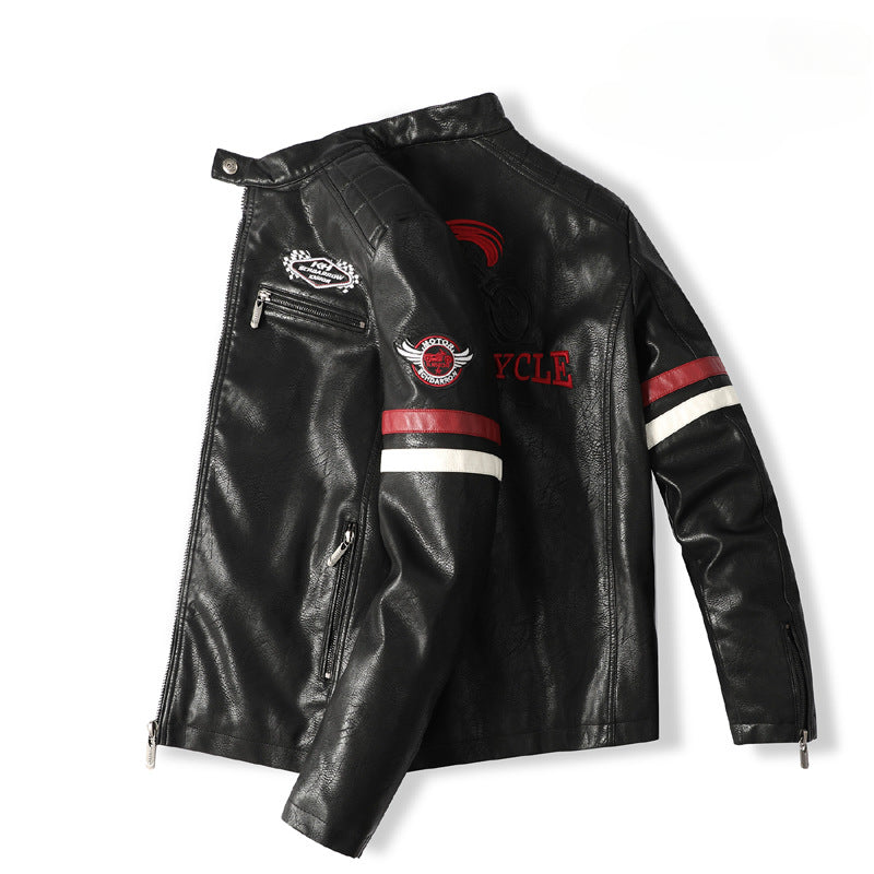 Men's Motorcycle Racing Faux Leather Jacket-red-EUR S-Free Shipping Leatheretro