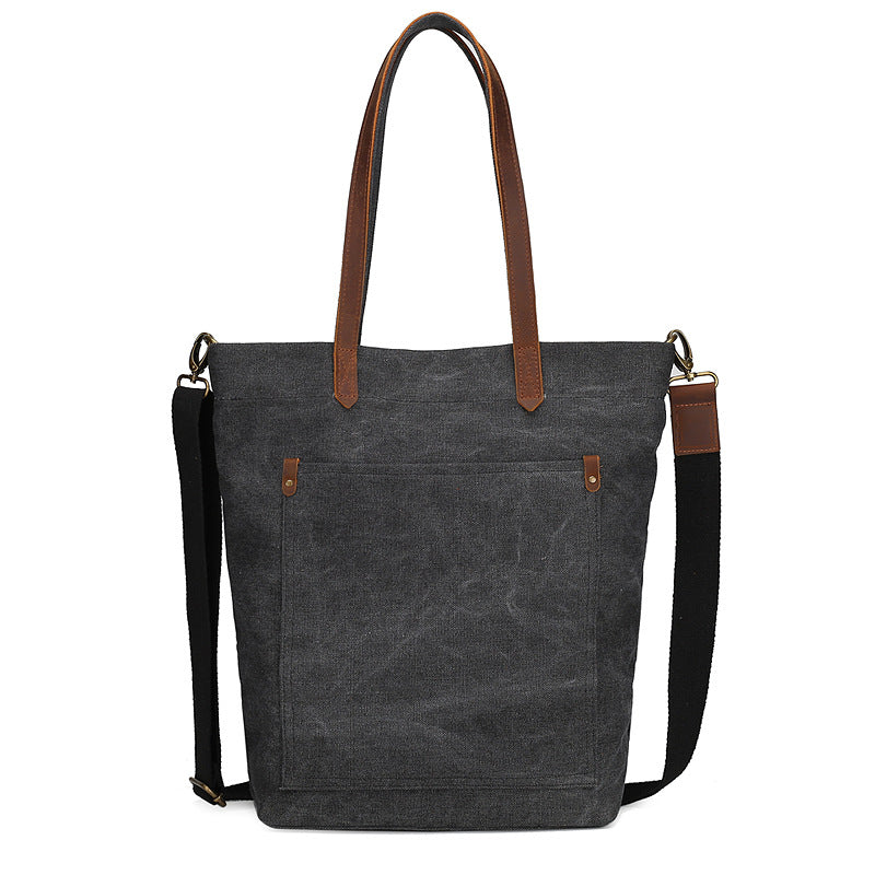 Fashion Large Storage Canvas Tote Handbags 0255-Handbags-Black-Free Shipping Leatheretro