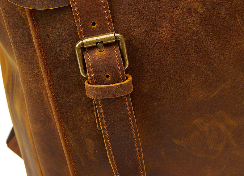 Genuine Leather Men's Backpack-Backpack-Black-30cm*10cm*38cm-Free Shipping Leatheretro