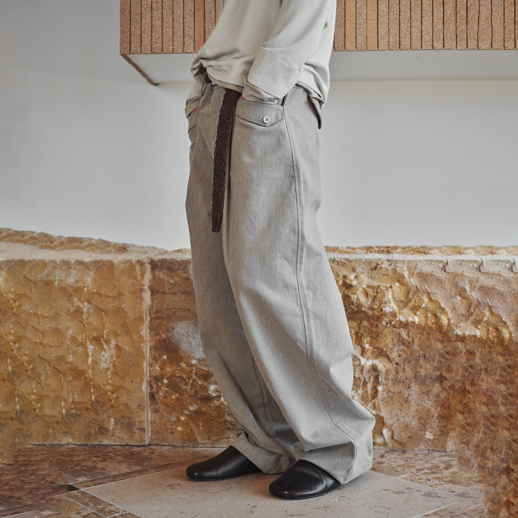 GONGHE REPUB Brushed Pleated Straight-Leg Trousers-Pants-S-Free Shipping Leatheretro