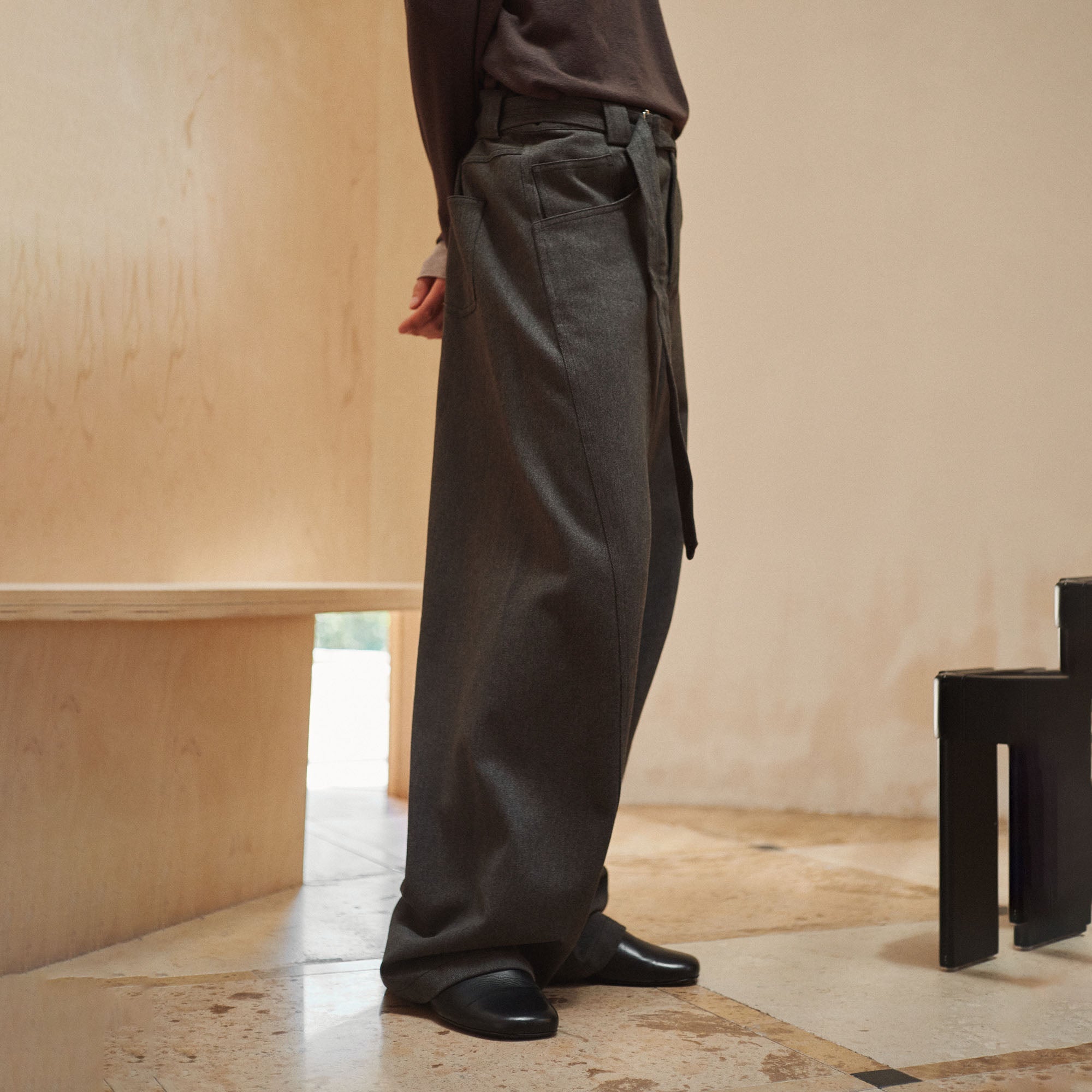 GONGHE REPUB Brushed Detachable Belt Wide-Leg Pants-Pants-XS-Free Shipping Leatheretro