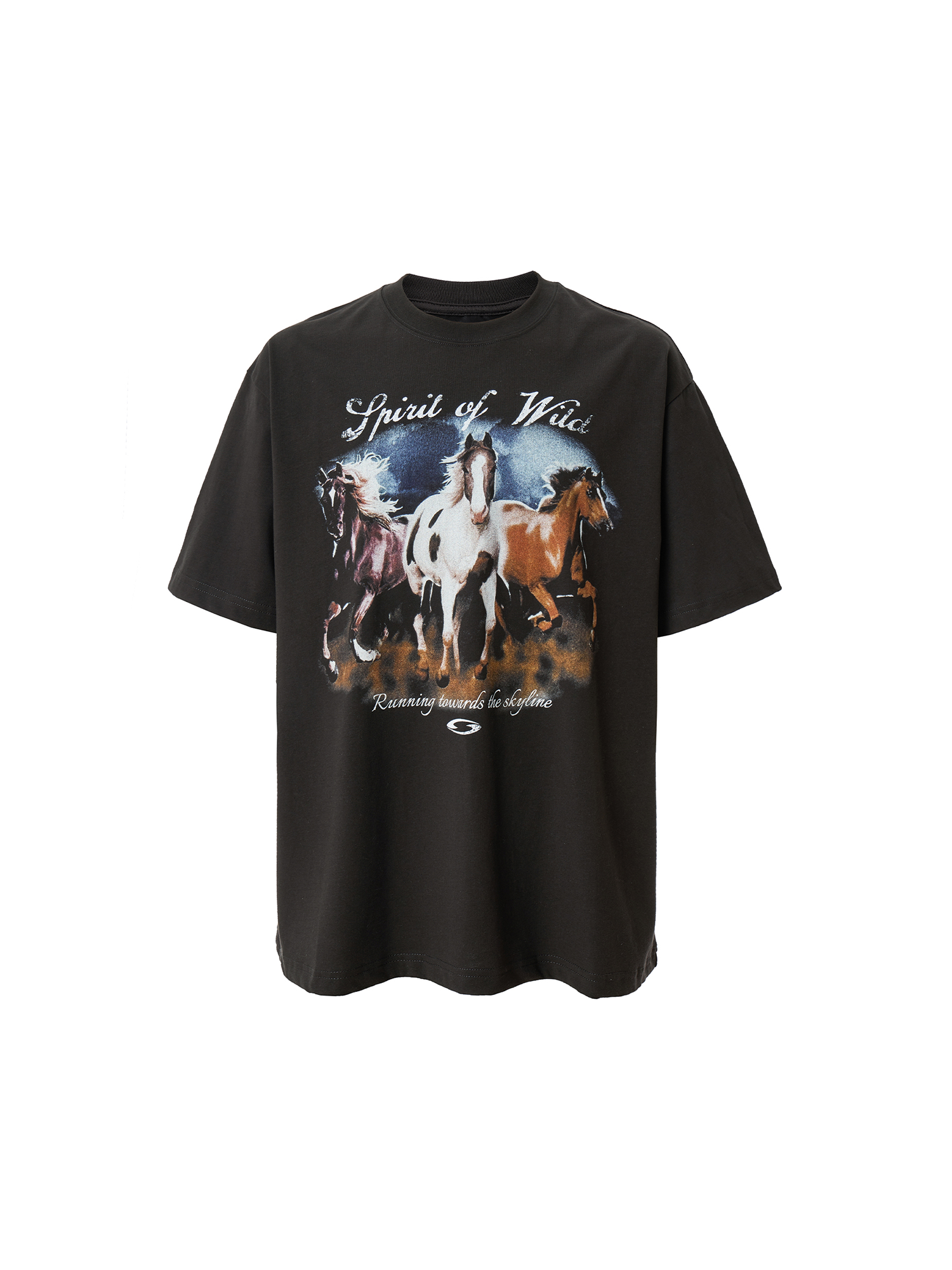 F2CE Washed Retro Horse Graphic T-Shirt-T Shirt-S-Free Shipping Leatheretro