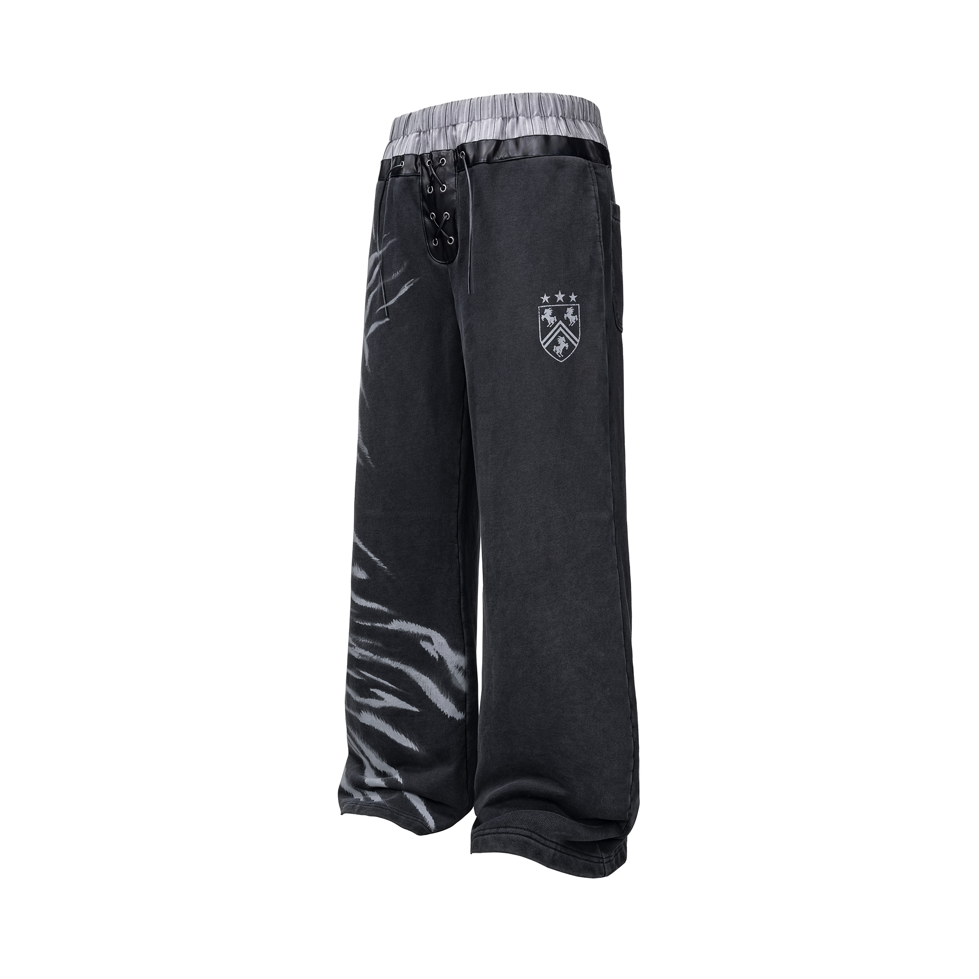 ESAIAS Washed Zebra Print Double-Waist Sweatpants-Pants-S / 28-31"-Free Shipping Leatheretro